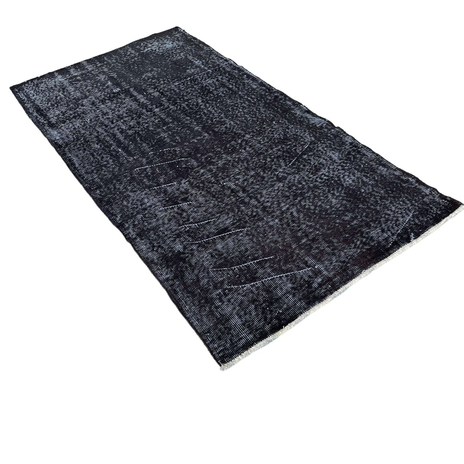 Distressed Turkish Rug 200 X 100 Cm Wool Vintage Rug, Over Dyed Grey photo vintage