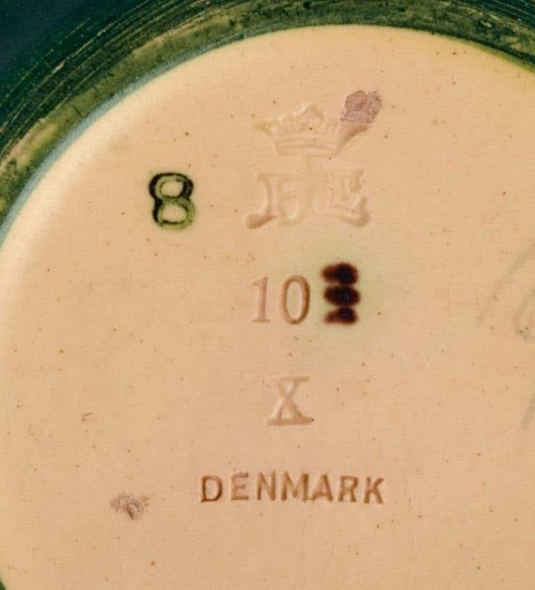 Ipsen's Denmark  Bowl With Bird And Glaze In Shades Of Orange Green photo 246.0