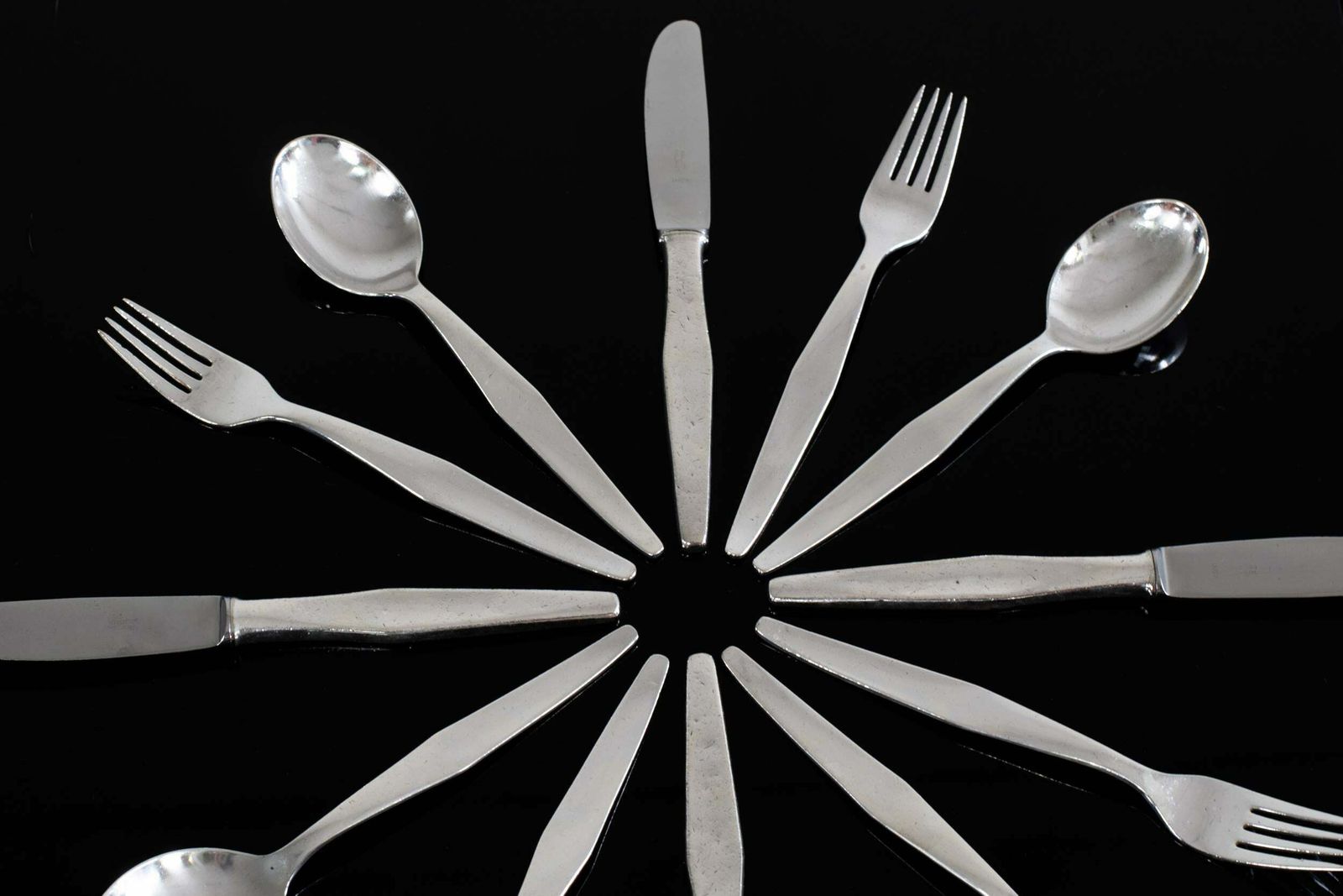 Gio Ponti Cutlery Set For Twelve In Nickel Silver By Krupp Italy 1950s photo buy