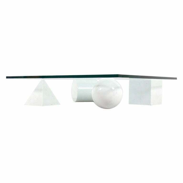 Massimo And Lella Vignelli 'Metaphora' Coffee Table In Carrara Marble And Glass