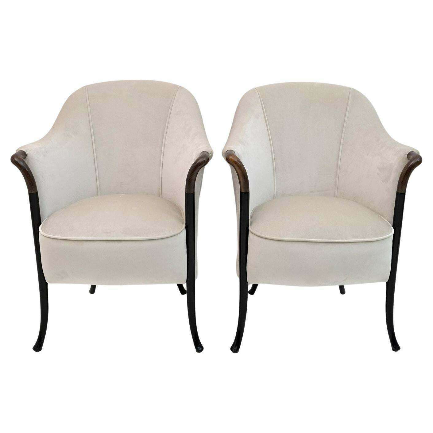 Pair Of Giorgetti Italian Velvet Armchairs "Progetti", 1980s