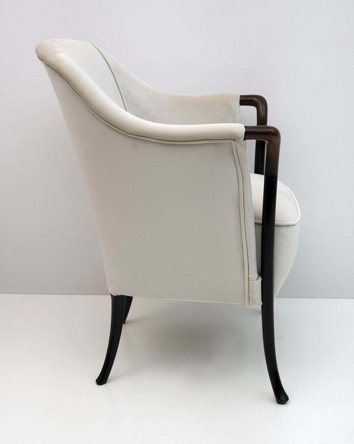photo furniture Pair Of Giorgetti Italian Velvet Armchairs "Progetti", 1980s