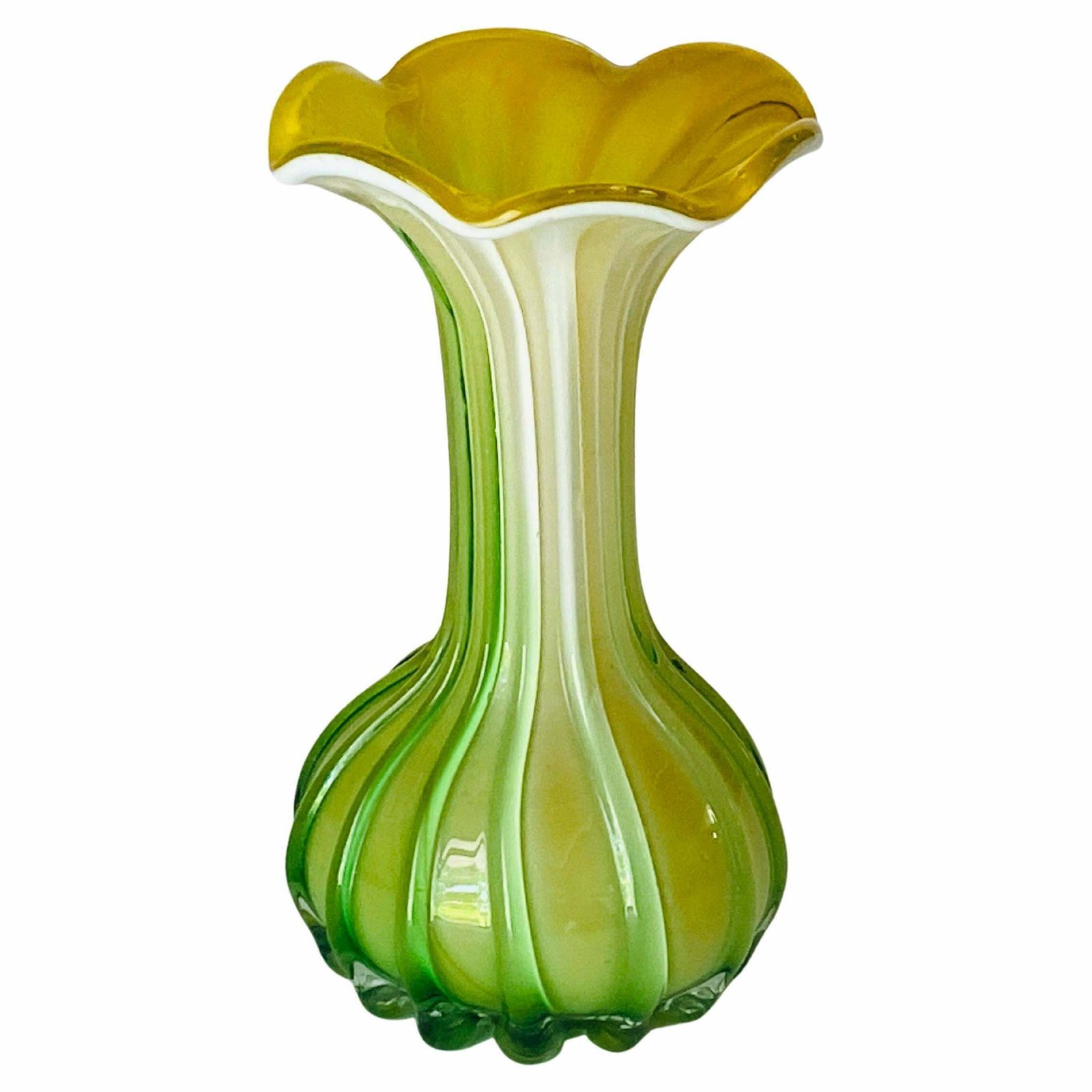 Venitian Vase 1970 Venini Green And Yellow Colour Venini Style Italy