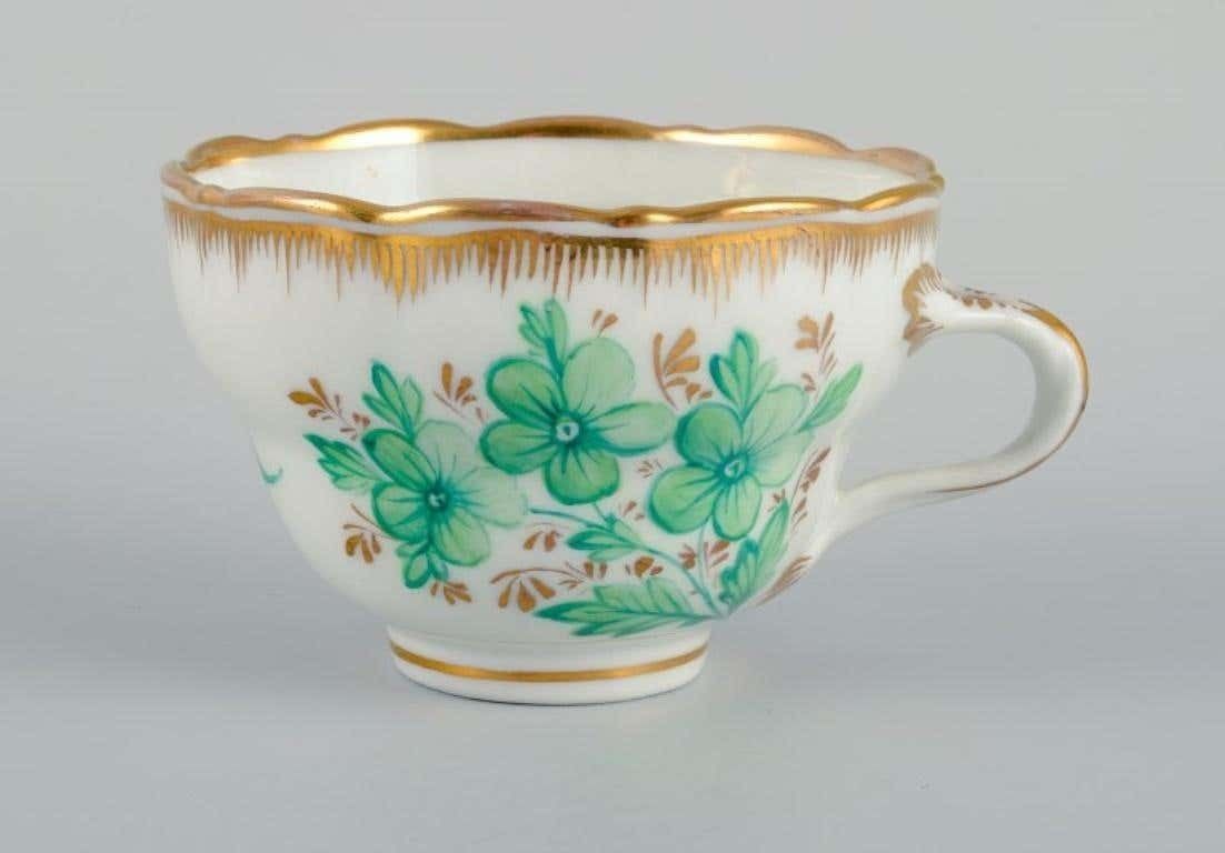 Kpm Berlin Chocolate Cup Hand Painted With Green Flowers And Gold Decoration photo Home Decor