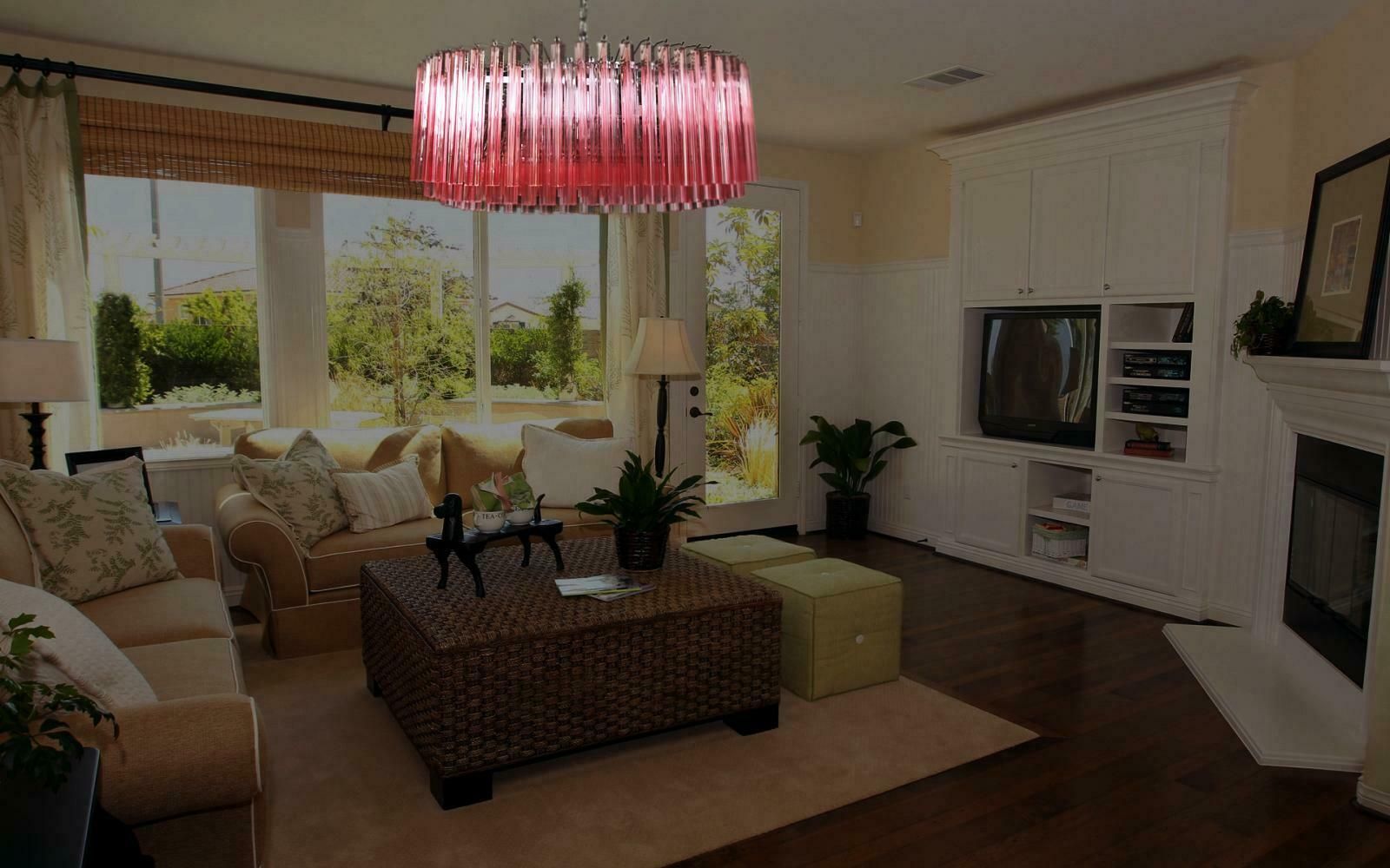 Huge And Amazing Triedri Murano Glass Chandelier   391 Pink Prims Triedri photo vintage