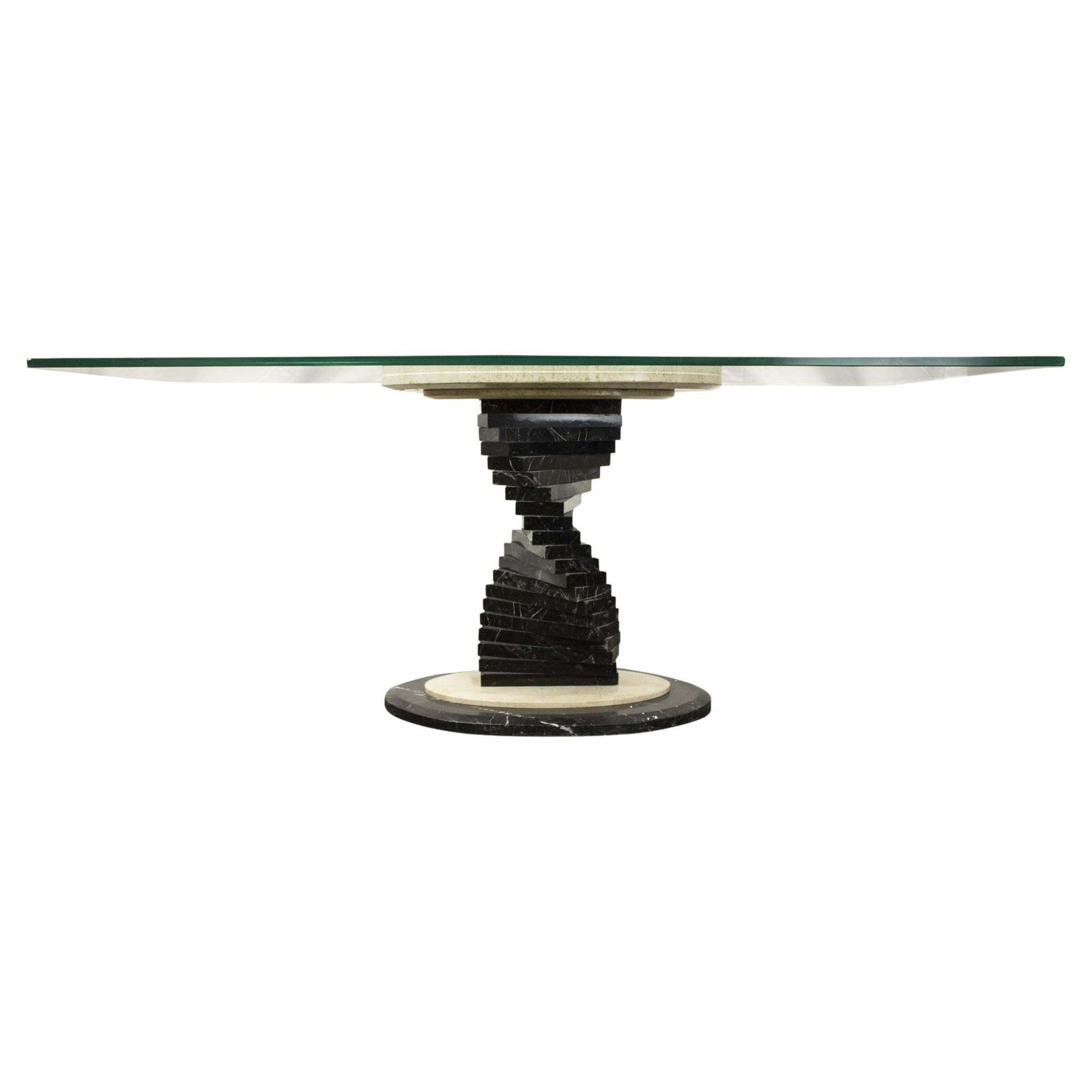 Mid Century Modern Marble And Glass Dining Table, Italy, 1970