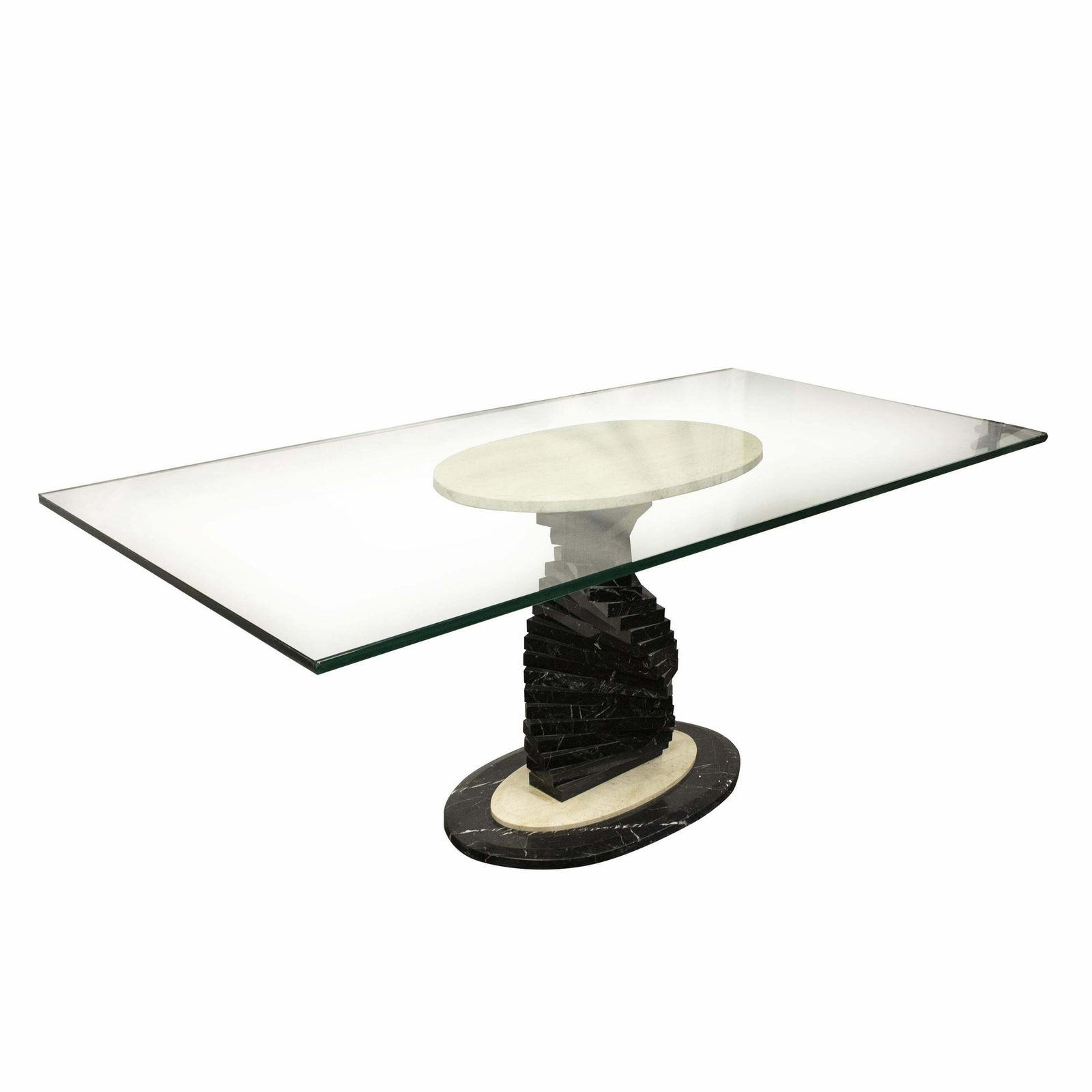 Mid Century Modern Marble And Glass Dining Table, Italy, 1970 photo for sale