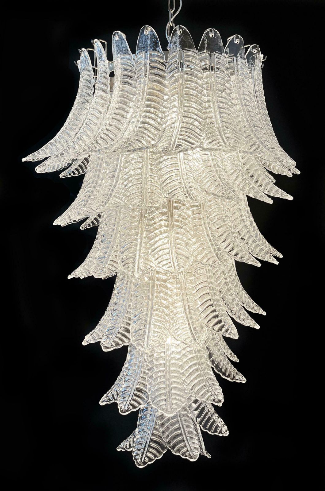 Huge Italian Murano Felci Glass Spiral Chandelier   83 Clear Glasses photo 3873.0