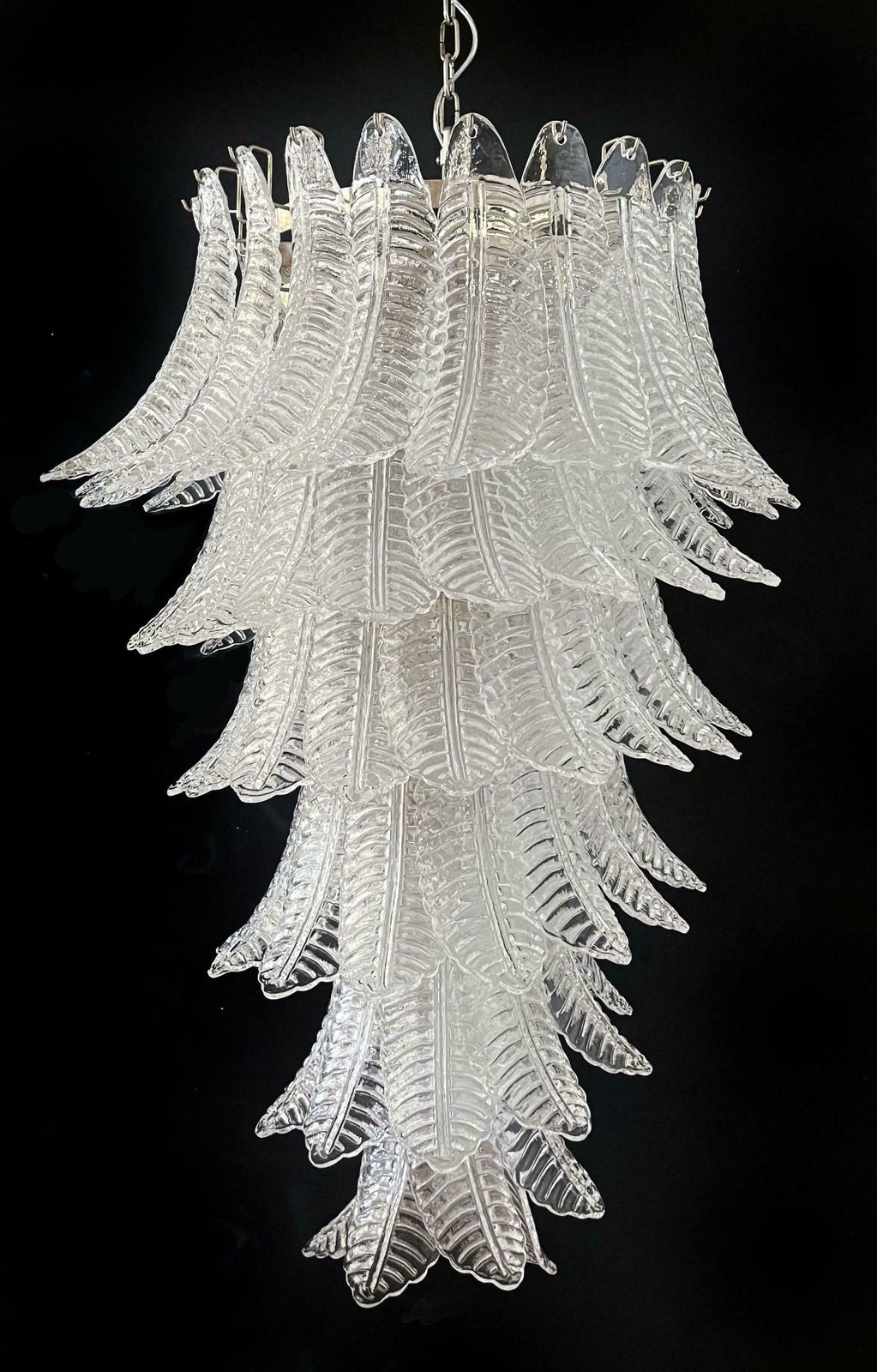Huge Italian Murano Felci Glass Spiral Chandelier   83 Clear Glasses photo buy