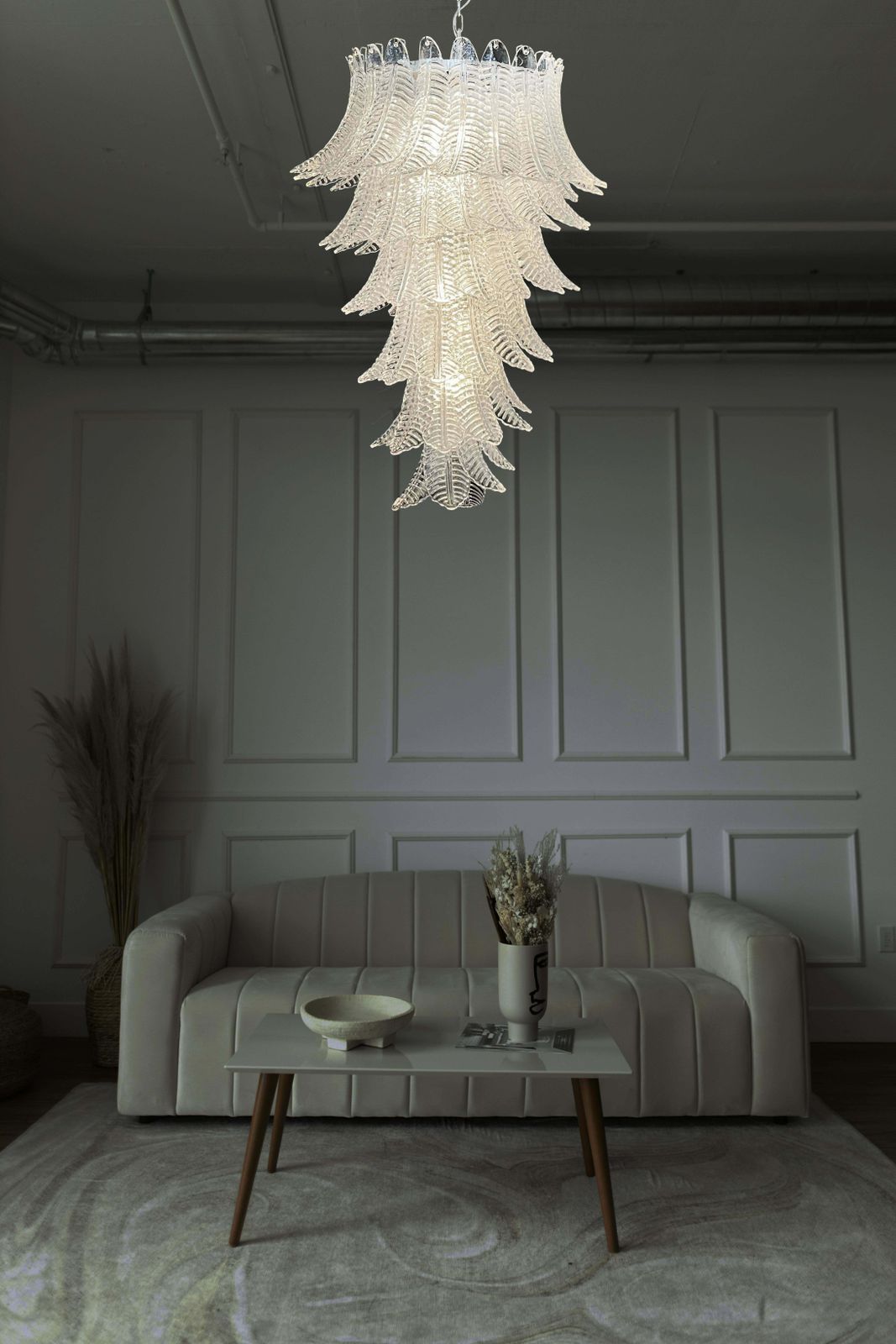 3873.0 Huge Italian Murano Felci Glass Spiral Chandelier   83 Clear Glasses photo