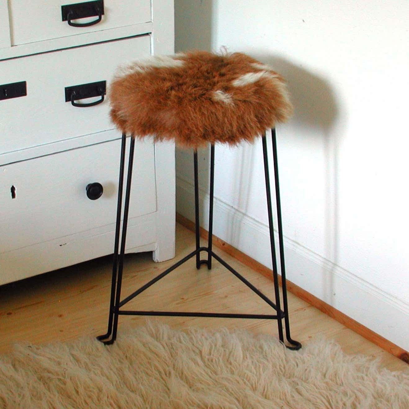 photo furniture Mid Century Tripod Goatskin Stool By Jan Van Der Togt For Tomado, 1950s