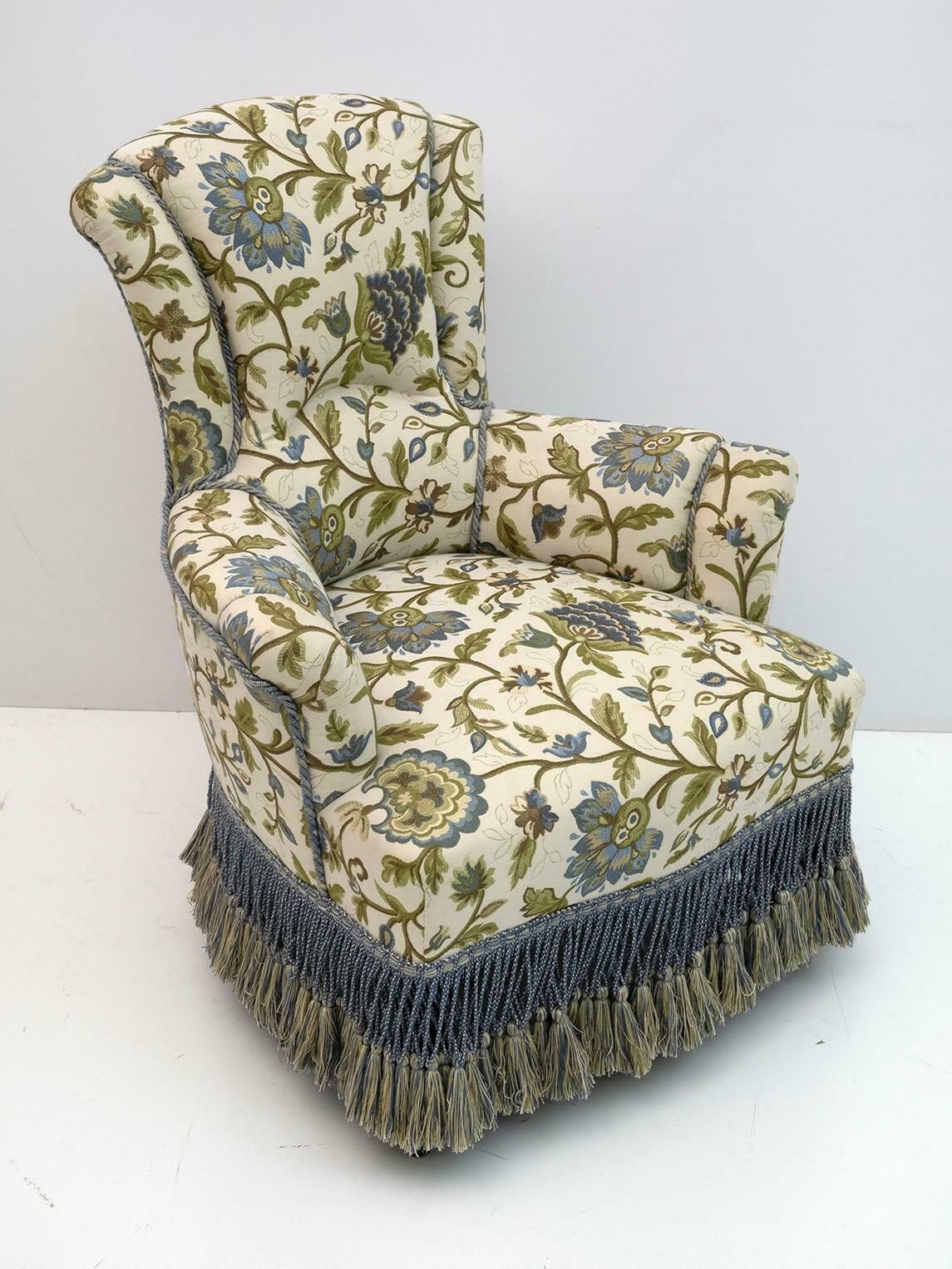 Furniture Pair Of Rare 19th Century Napoleon III Brocade Armchairs photo