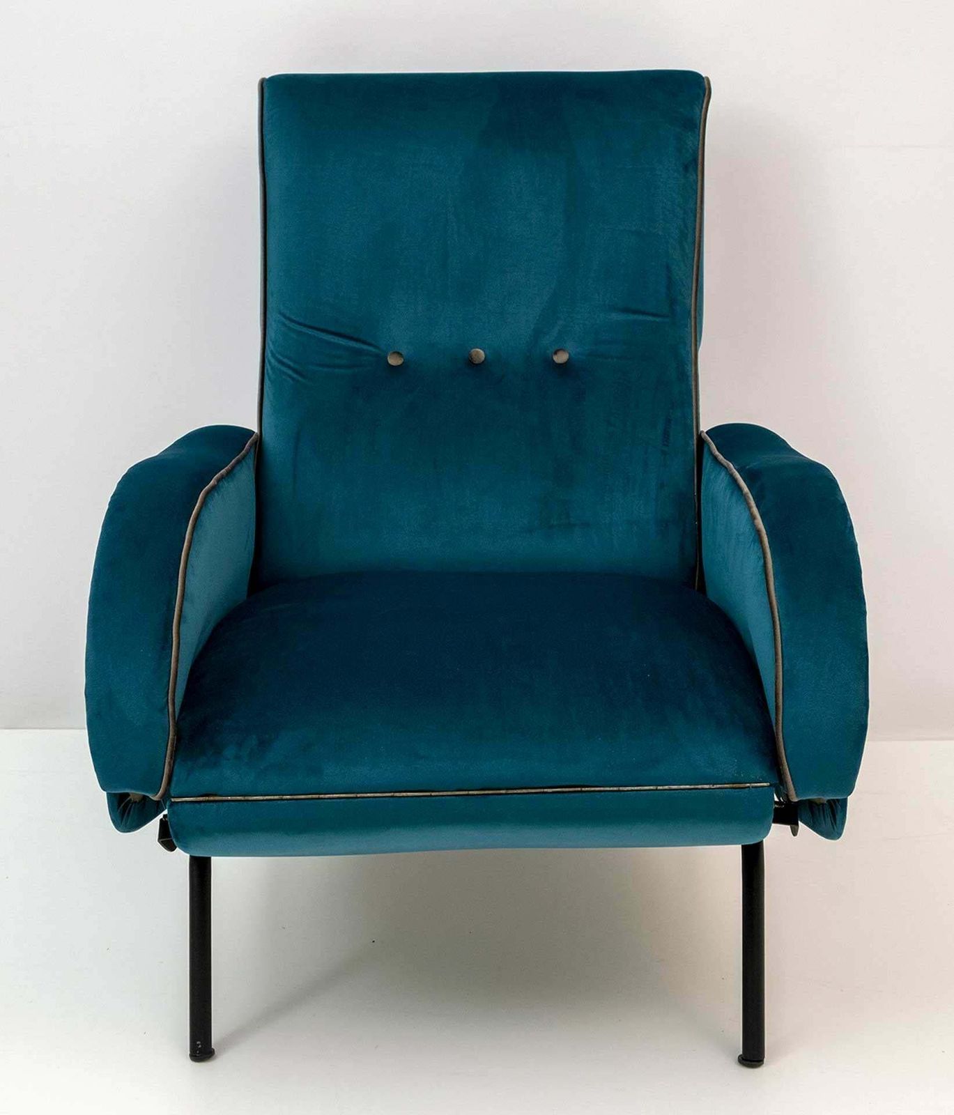 Marco Zanuso Mid Century Modern Italian Velvet Reclining Armchair, 1950s photo 2510.0
