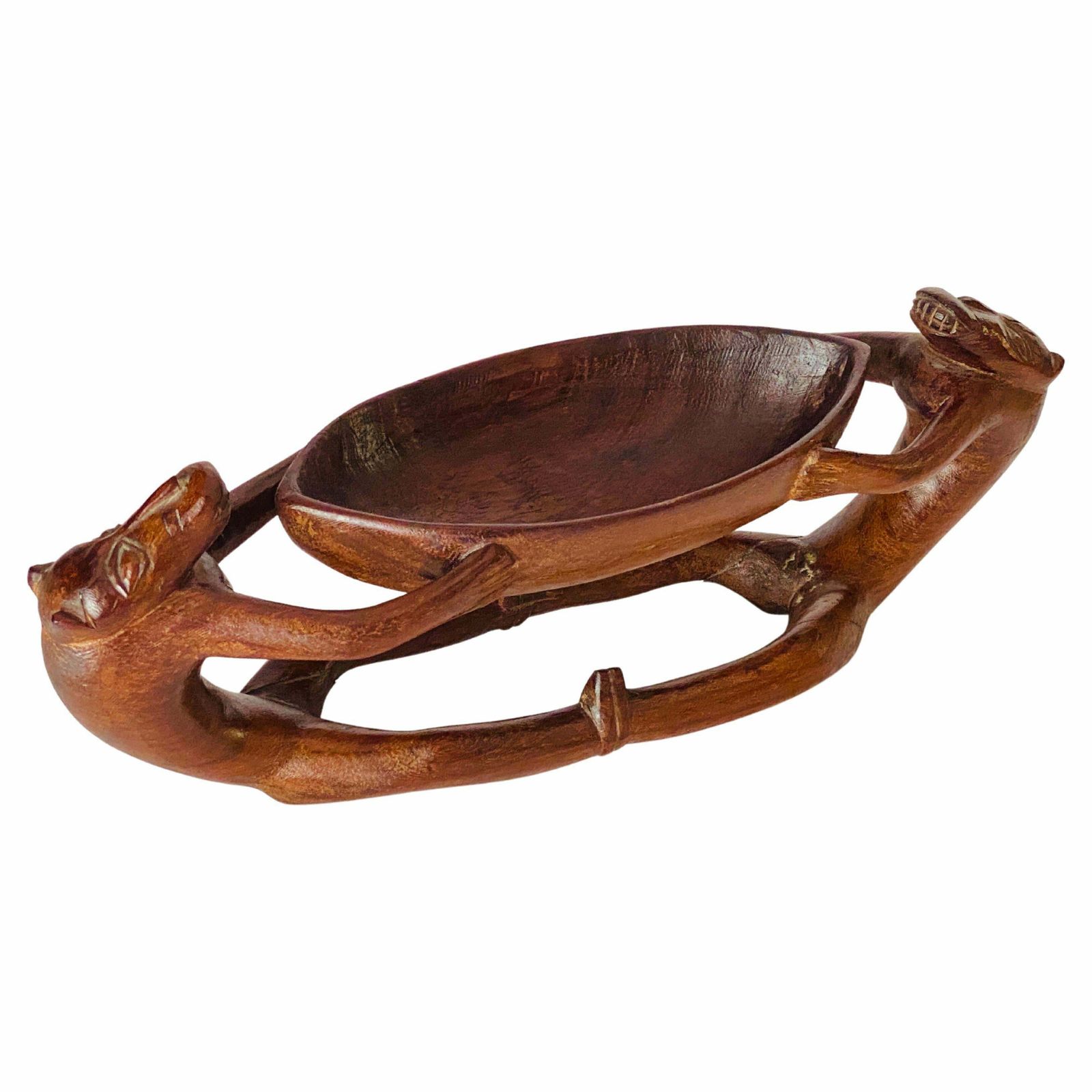 1960 Vide Poche Sculpture In Wood, Animals Holding A Bowl