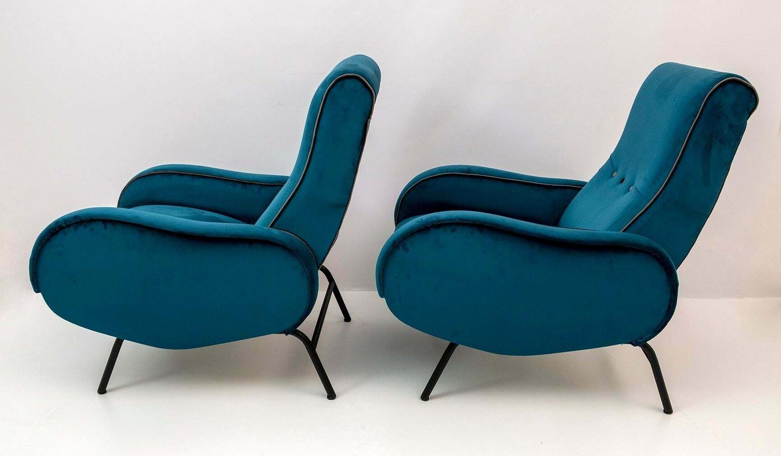 Pair Of Marco Zanuso Mid Century Modern Italian Velvet Reclining Armchairs, 50s photo Furniture
