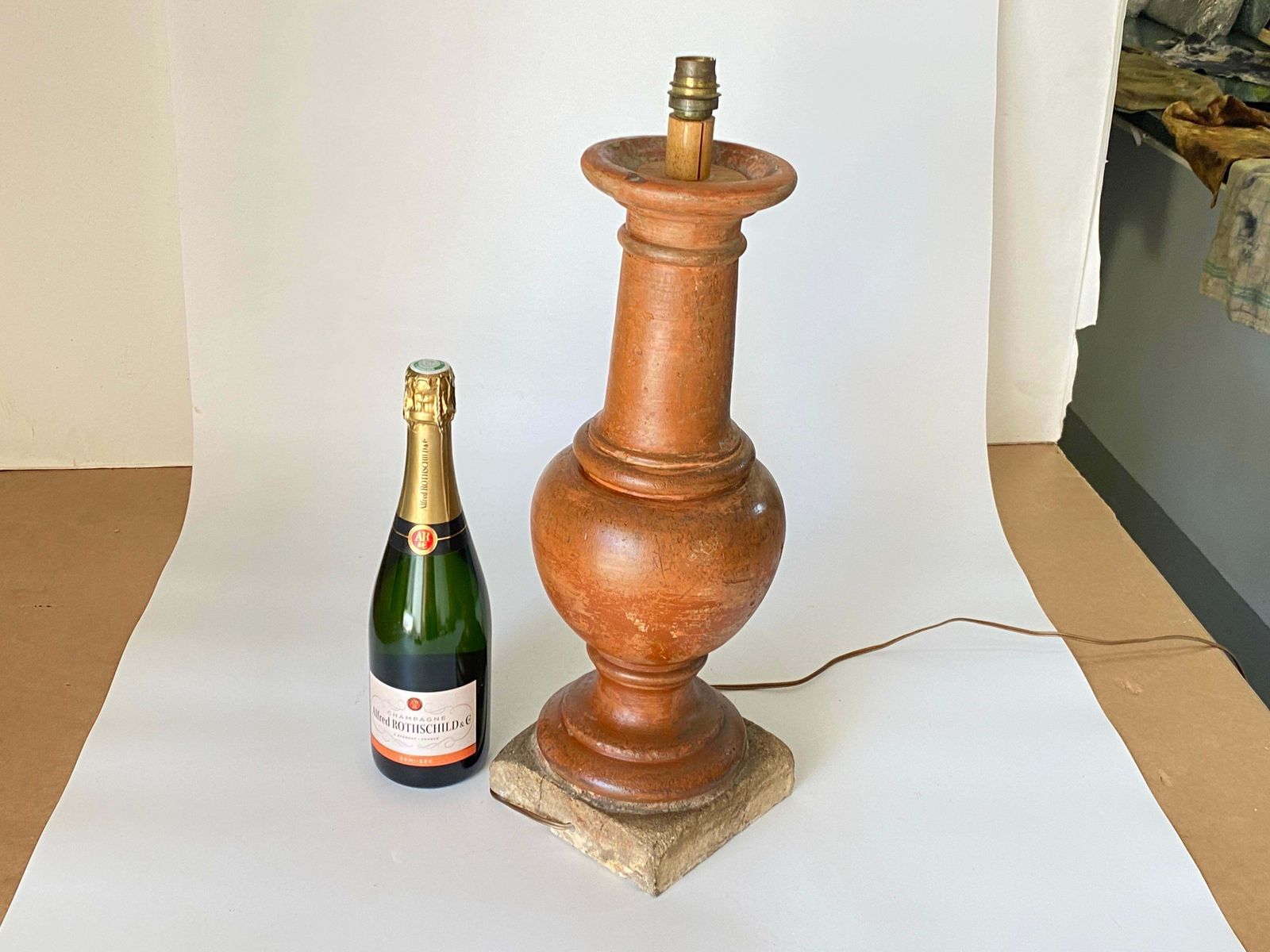 Tall French Neoclassical Terracotta Baluster Lamp, Brown Colour 19th Century photo Lighting