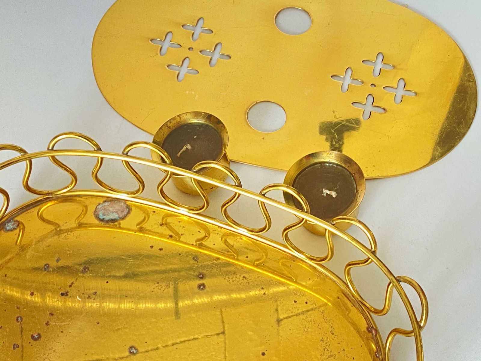 photo furniture Platter In Brass, Candle Holder, Gold Colour, By Josef Frank 1940