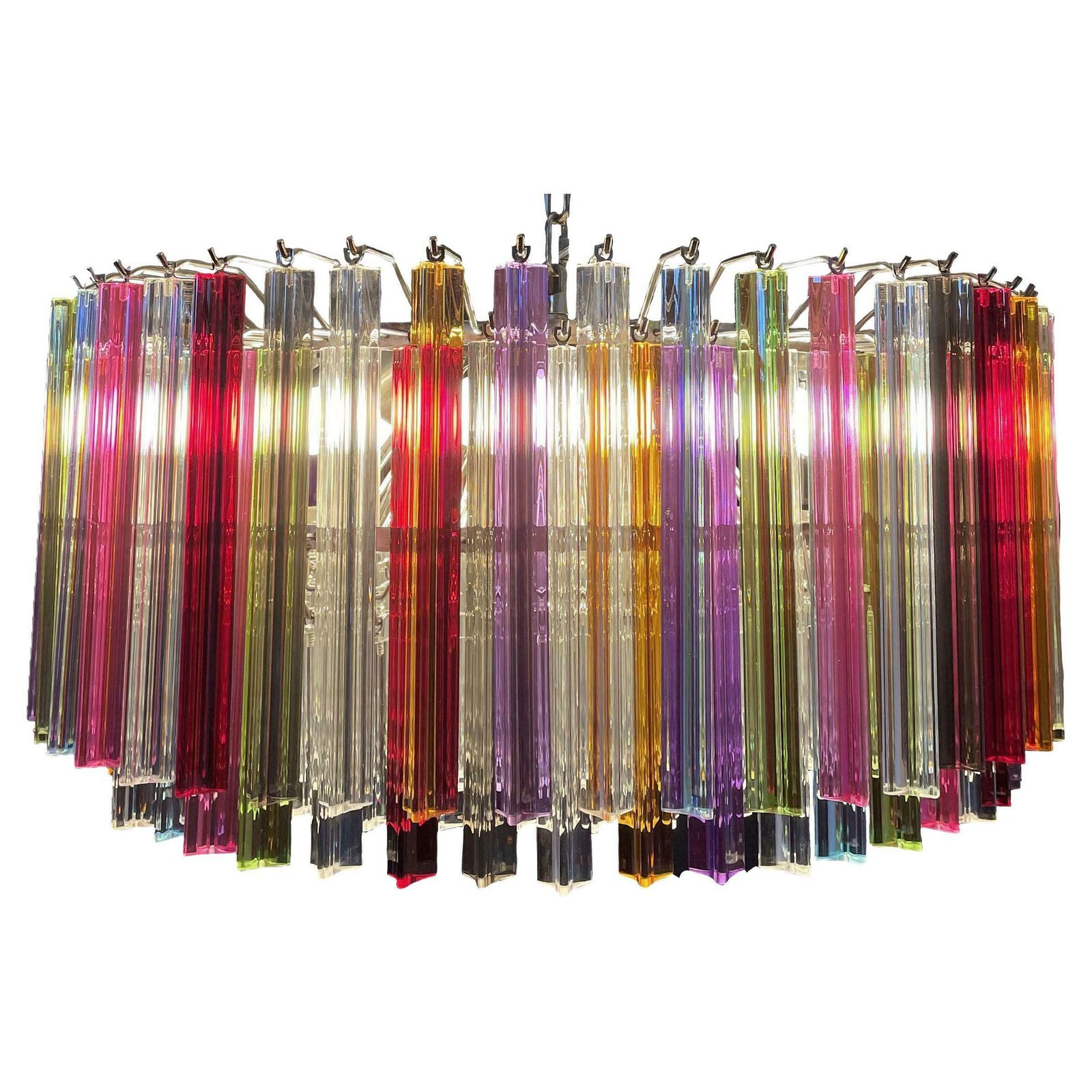 Spectacular Triedri Murano Glass Chandelier   265 Multicoloured And Clear Prism