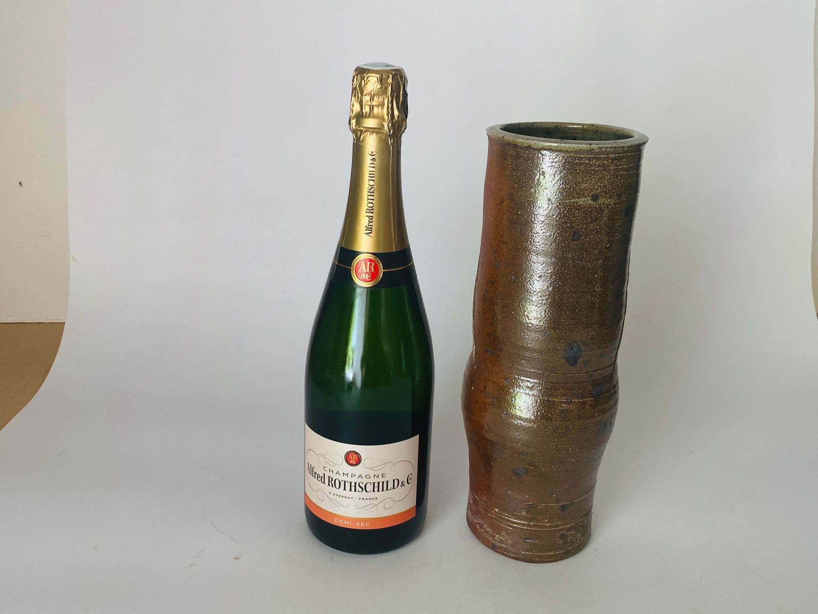 photo furniture Cylender Ceramic Stoneware Vase La Borne France Circa 1960 Old Patina