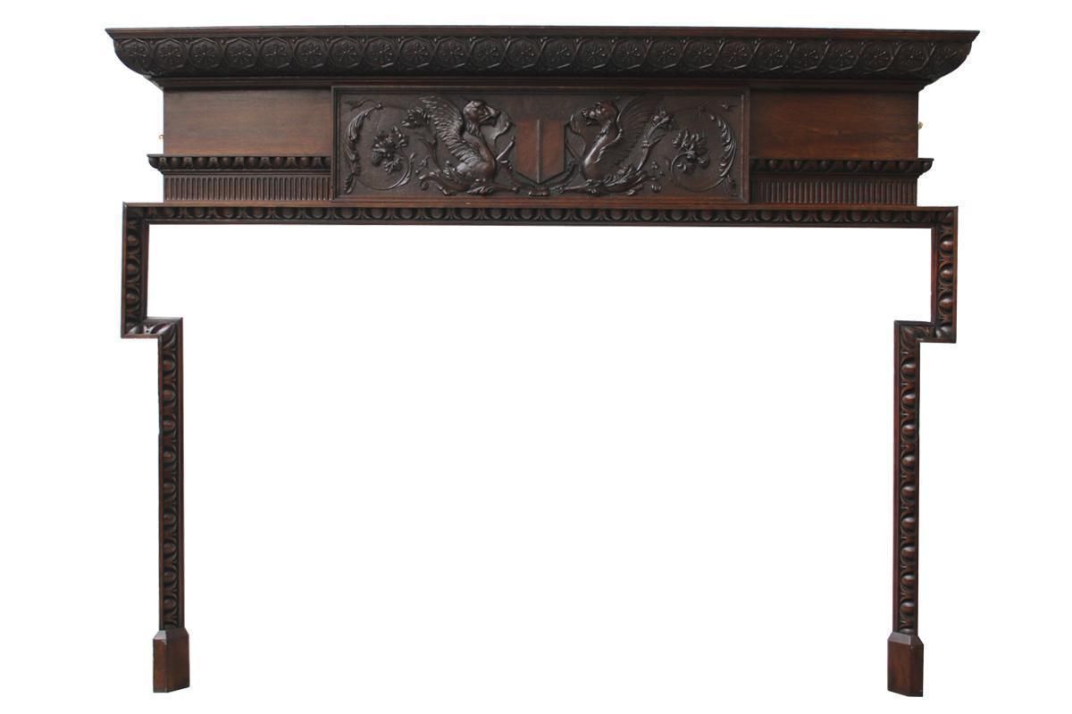 Large And Unusual Restored Reclaimed Antique Late Victorian Carved Oak Fireplace Surround photo furniture