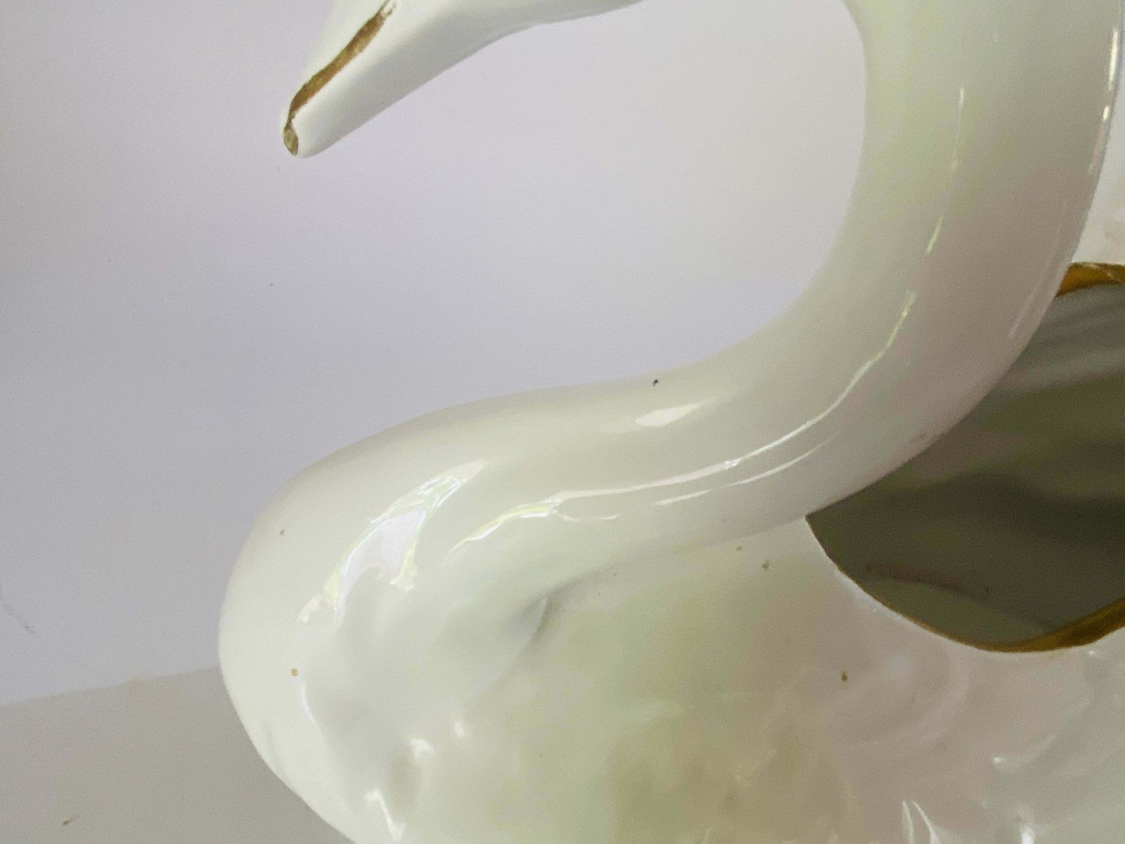 Vide Poche Or Decorative Basket, Swan Sculpture Shaped In Porcelain Italy, 1970s photo for sale
