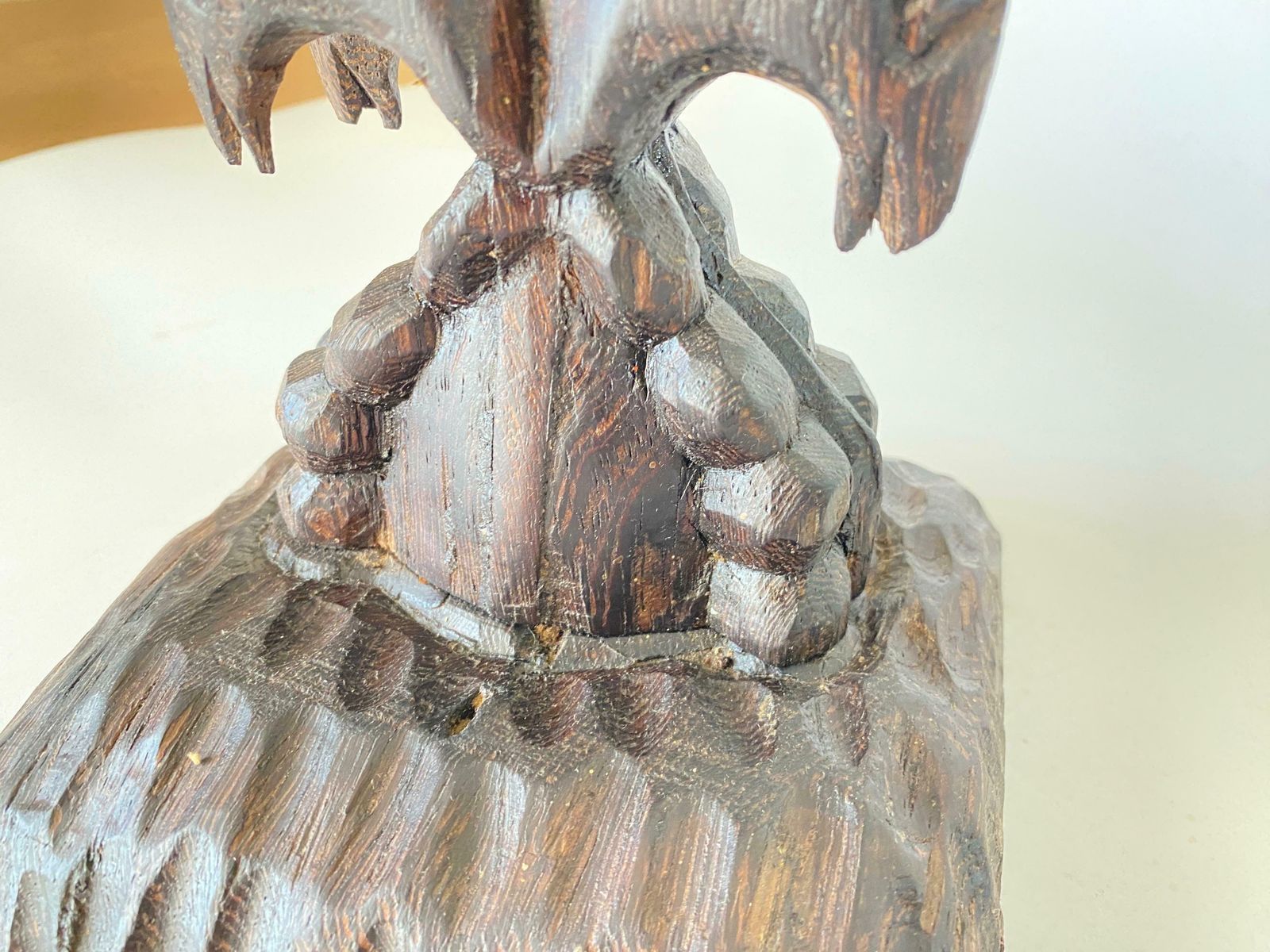 Sculptural Table Lamp Carved On Every Sides In Wood, France, 1950 photo Lighting