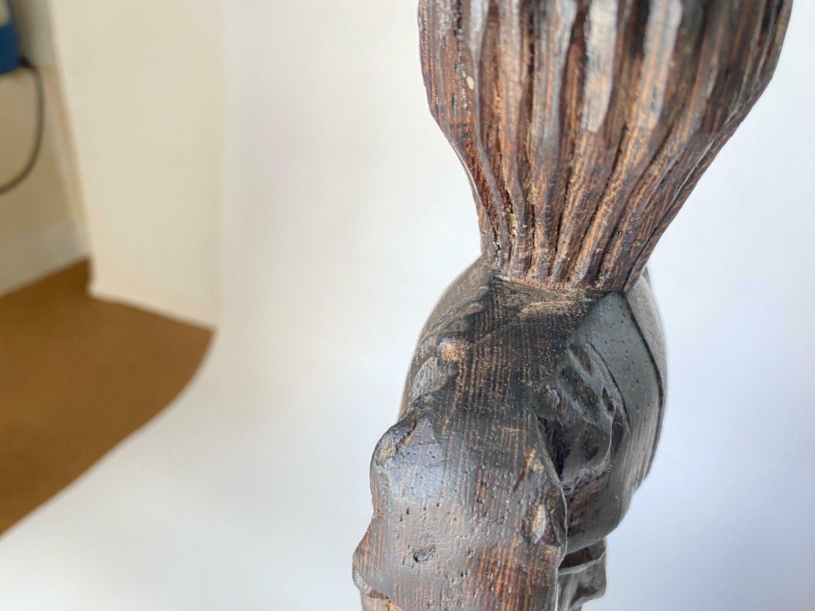 Sculptural Table Lamp Carved On Every Sides In Wood, France, 1950 photo buy