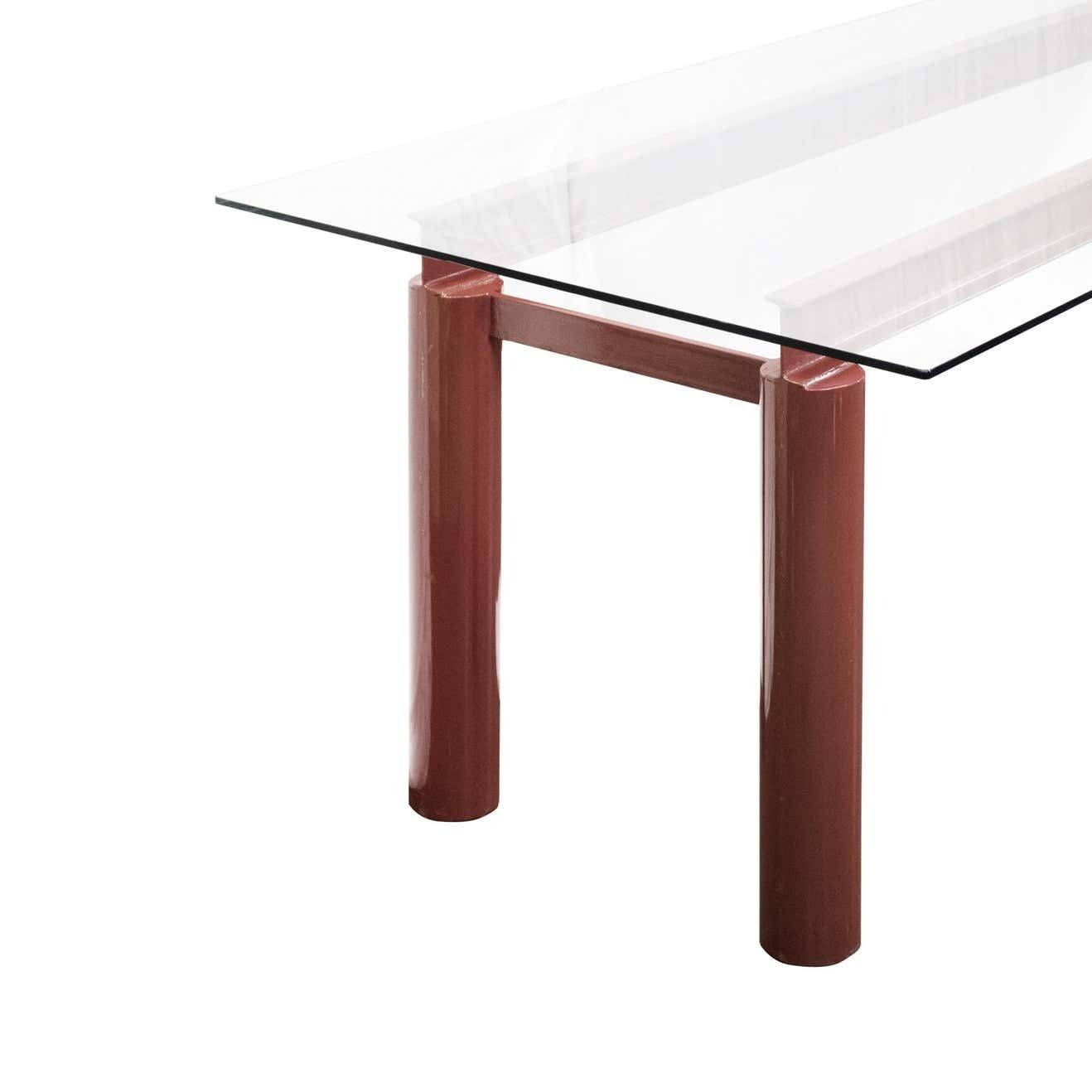 Modern Bourdeaux Steel Dining Table With Glass Top Italia 1980 photo for sale