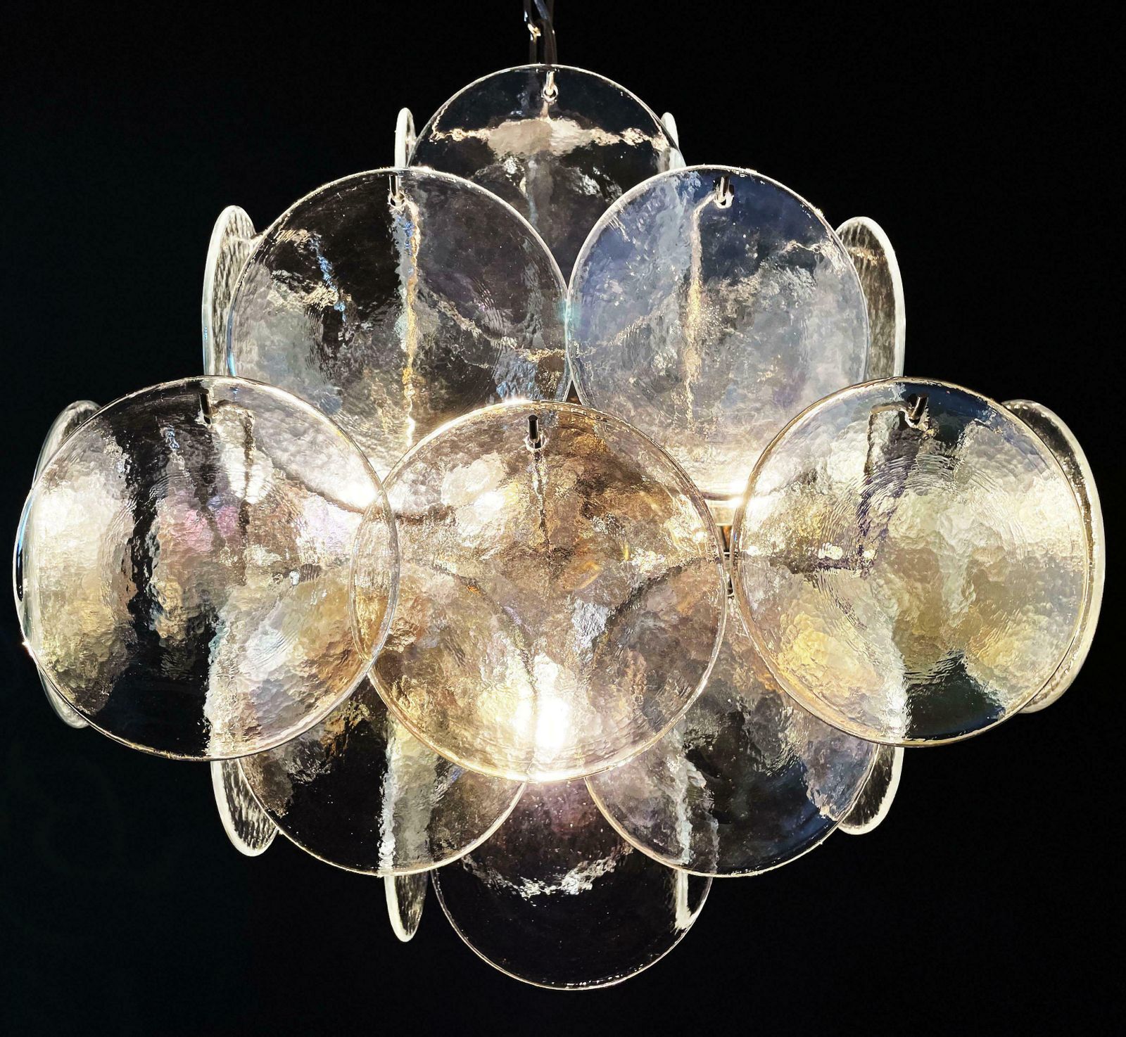 Elegant Pair Of Vintage Italian Murano Chandeliers In Vistosi Style photo 1936.0