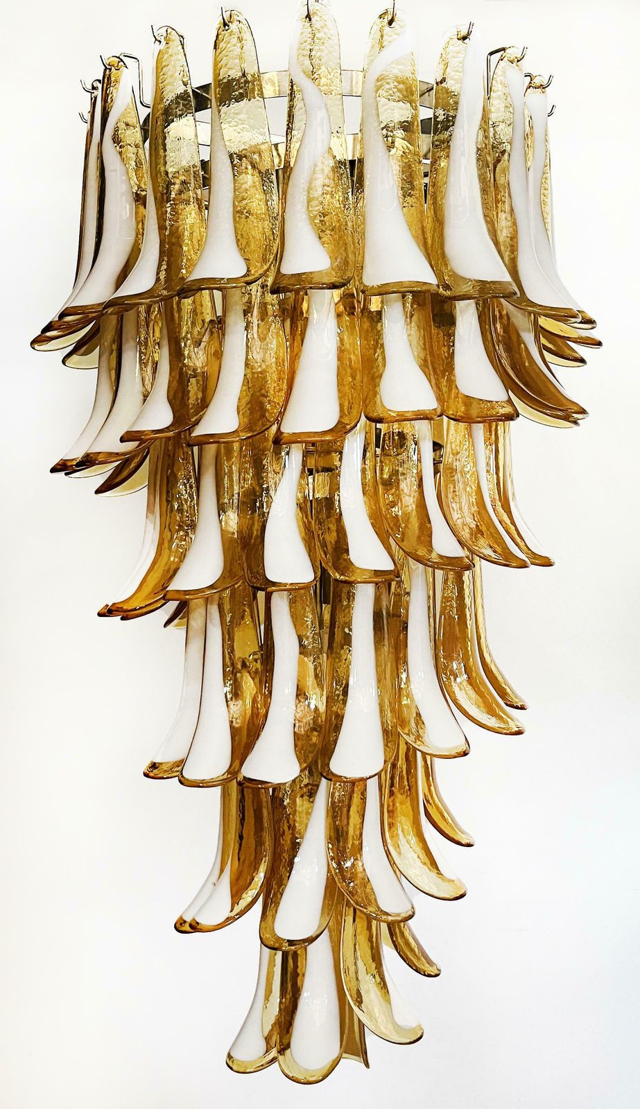 photo furniture Huge Italian Murano Glass Spiral Chandelier   83 Amber Glass Petals