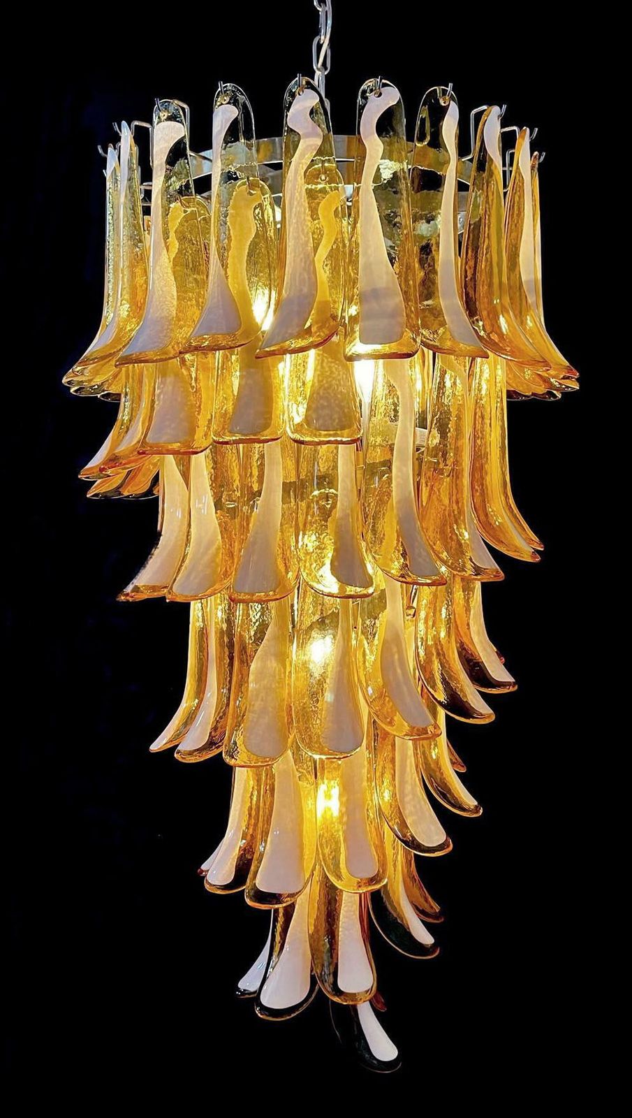 photo for sale Huge Italian Murano Glass Spiral Chandelier   83 Amber Glass Petals