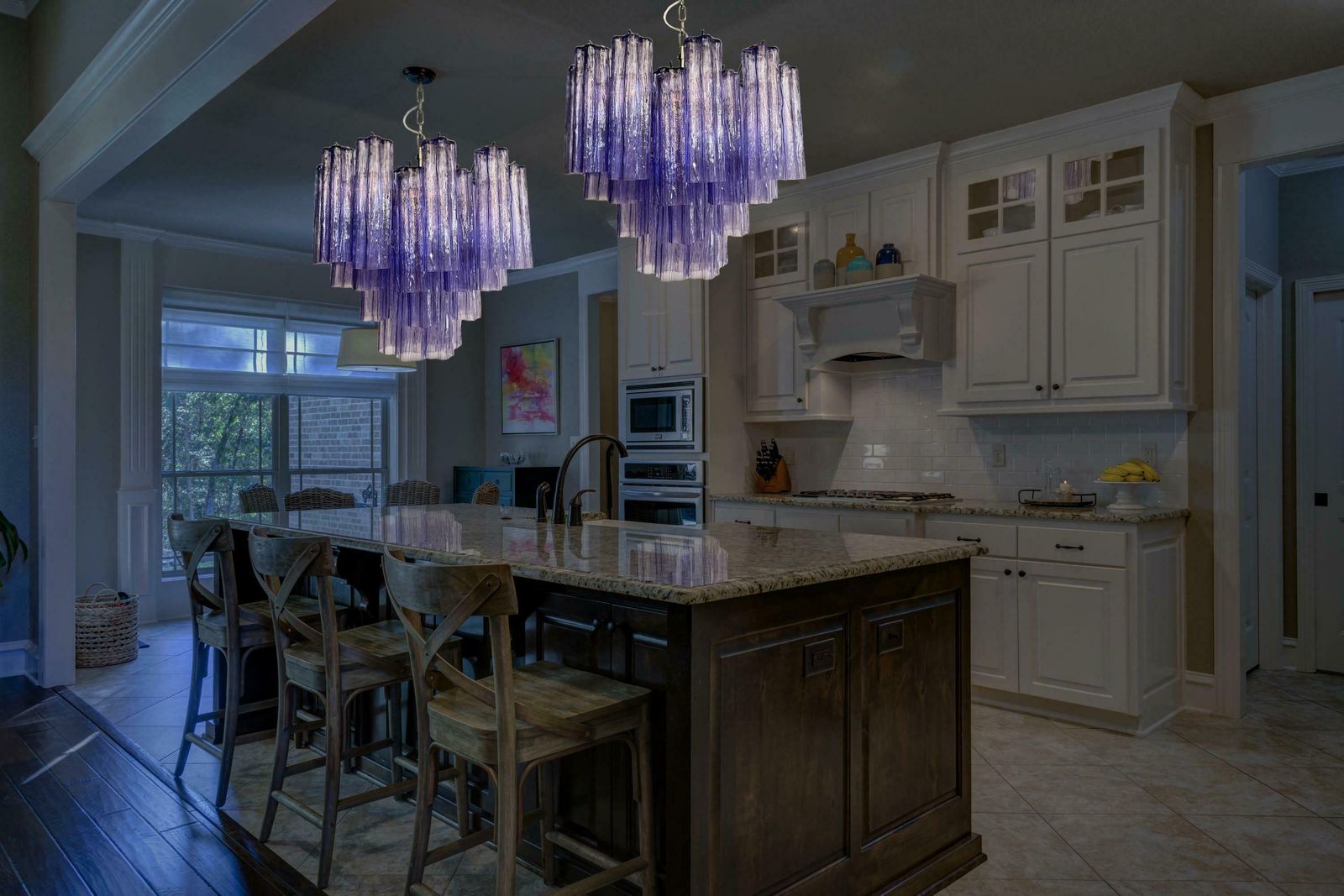 Charming Murano Glass Tube Chandelier   36 Amethyst Glass Tube photo Lighting