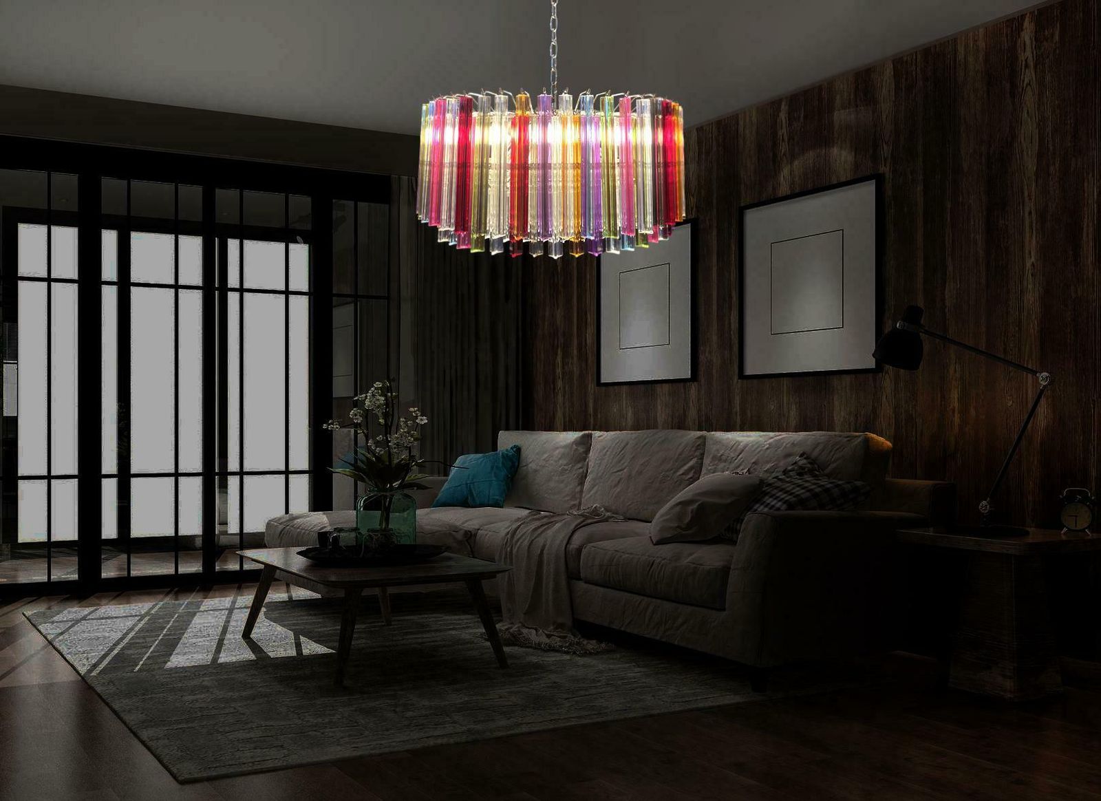 Spectacular Triedri Murano Glass Chandeliers   265 Multicoloured And Clear Prism photo furniture