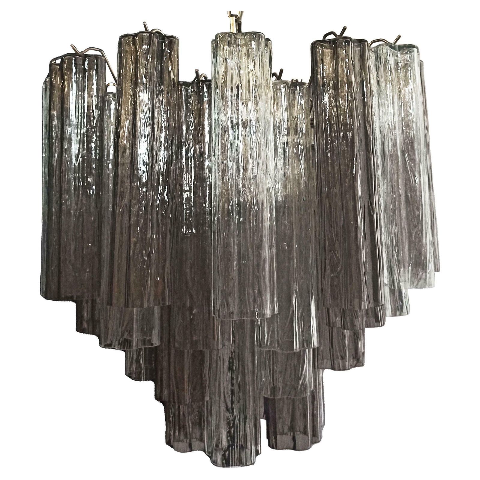Stylish Murano Glass Tube Chandelier   36 Smoked Glass Tube