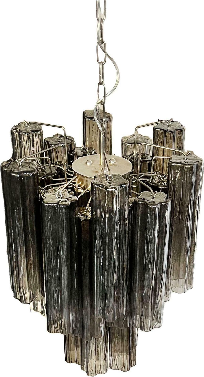 Elegant Murano Smoked Glass Tube Chandelier photo Lighting