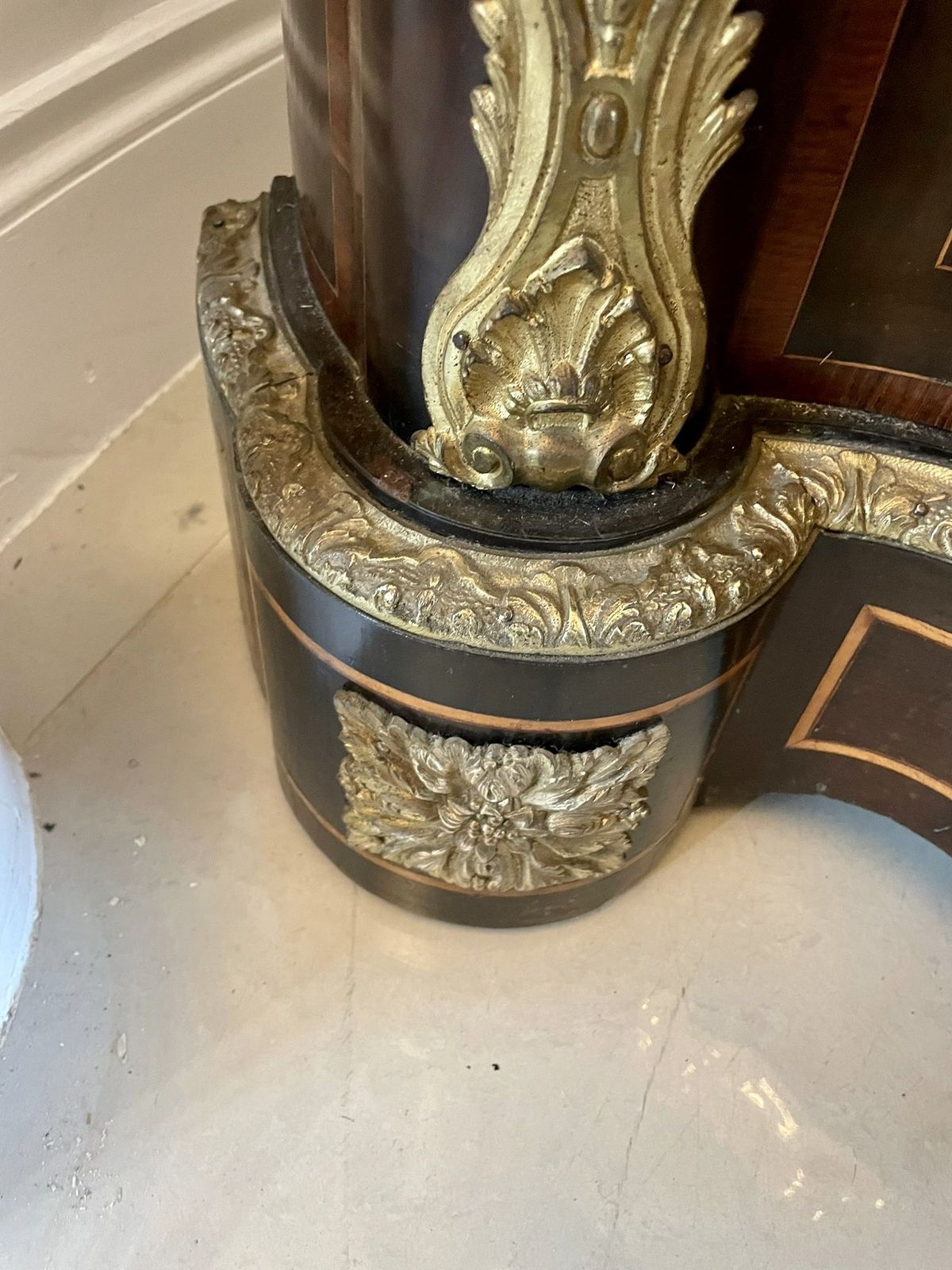 Outstanding Quality Antique Floral Marquetry Ormolu Mounted Serpentine Shaped Credenza photo buy