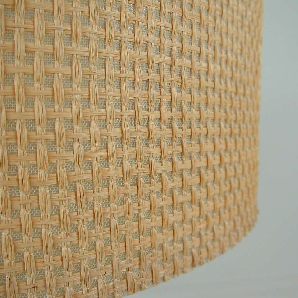 photo vintage Midcentury Temde Raffia Teak And Milk Glass Pendant, Switzerland 1960s