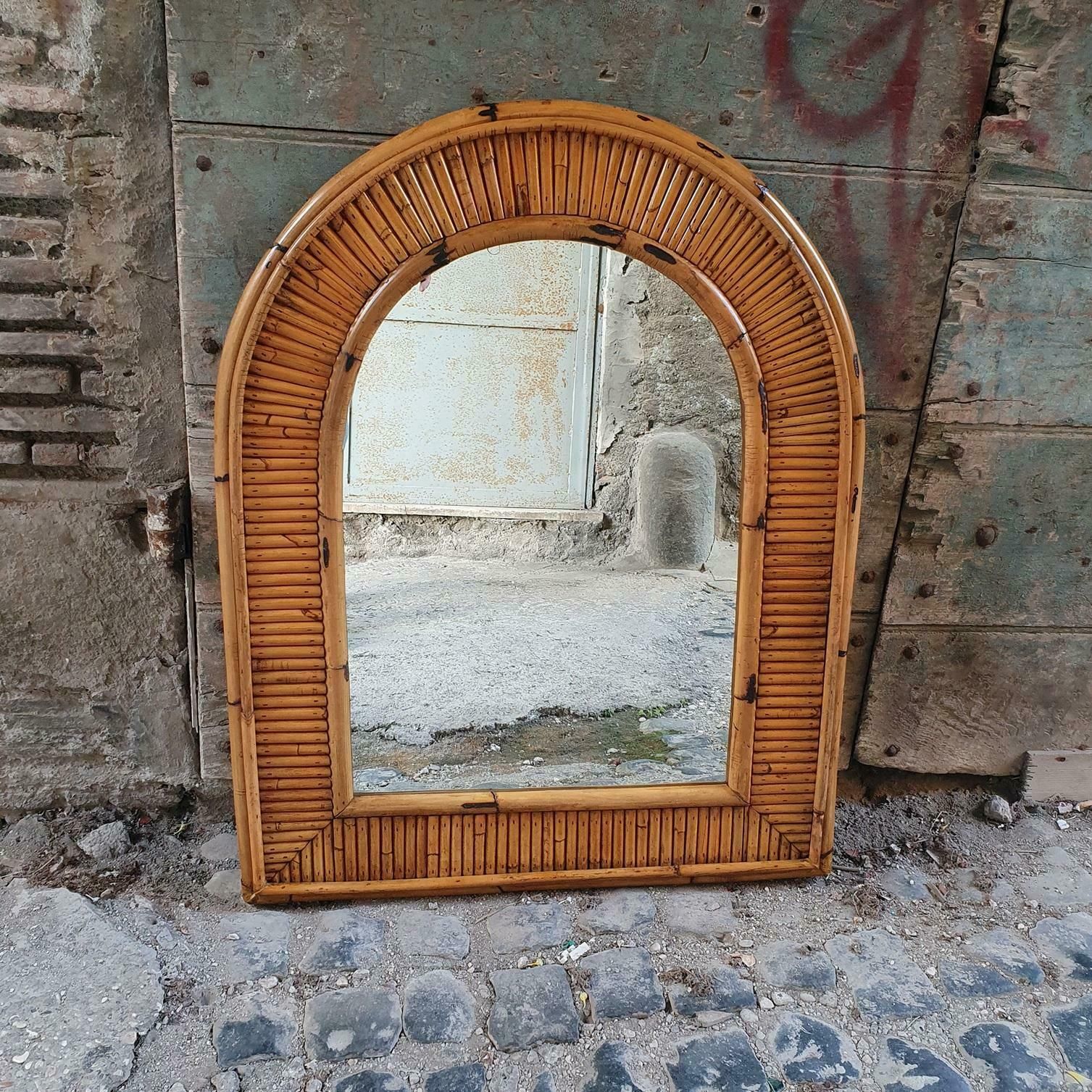 Arched Bamboo Mirror By Vivai Del Sud Italy, 1960s photo furniture