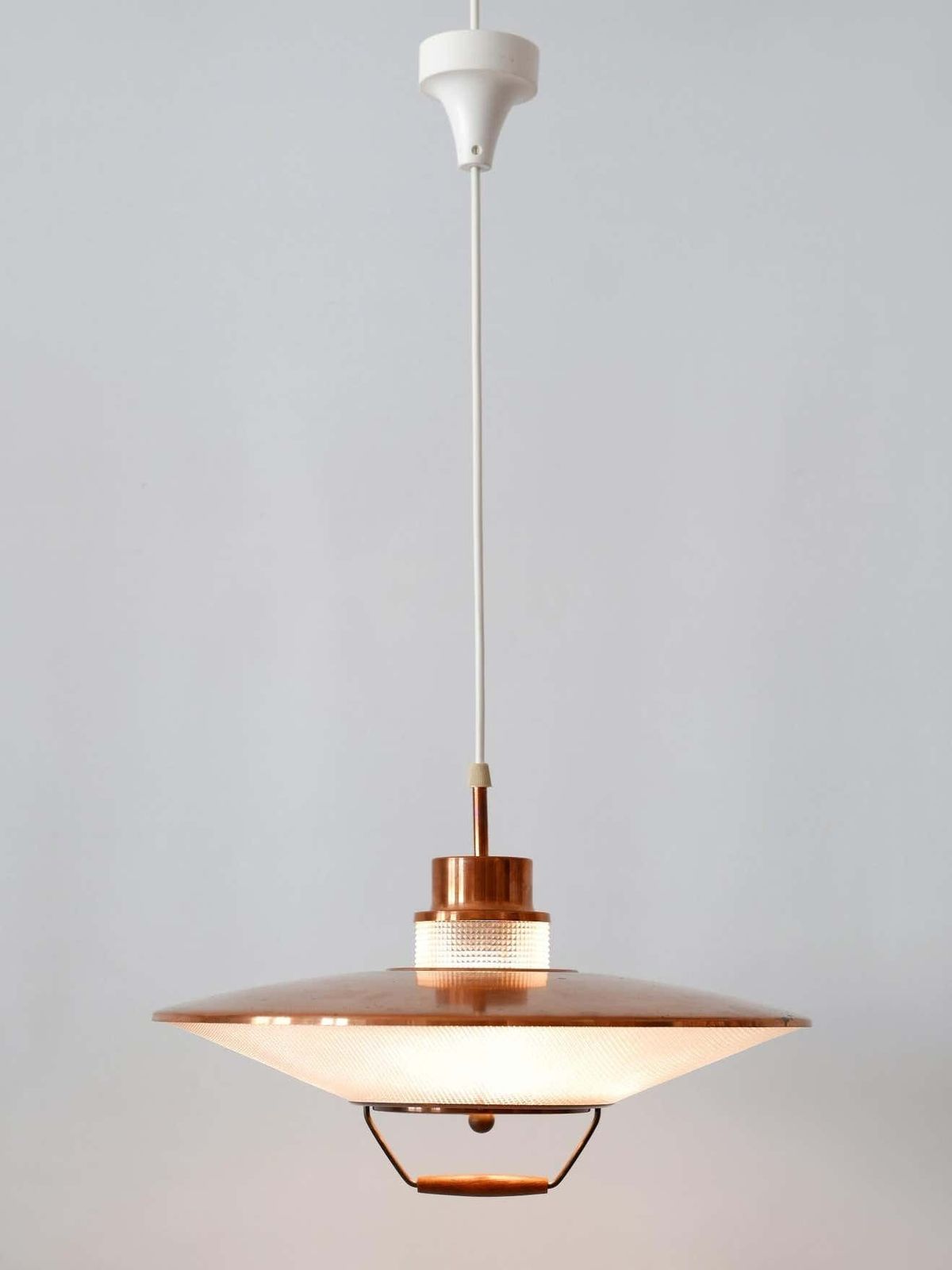 Rare Mid Century Modern Scandinavian Copper Pendant Lamp Or Hanging Light 1960 photo vintage