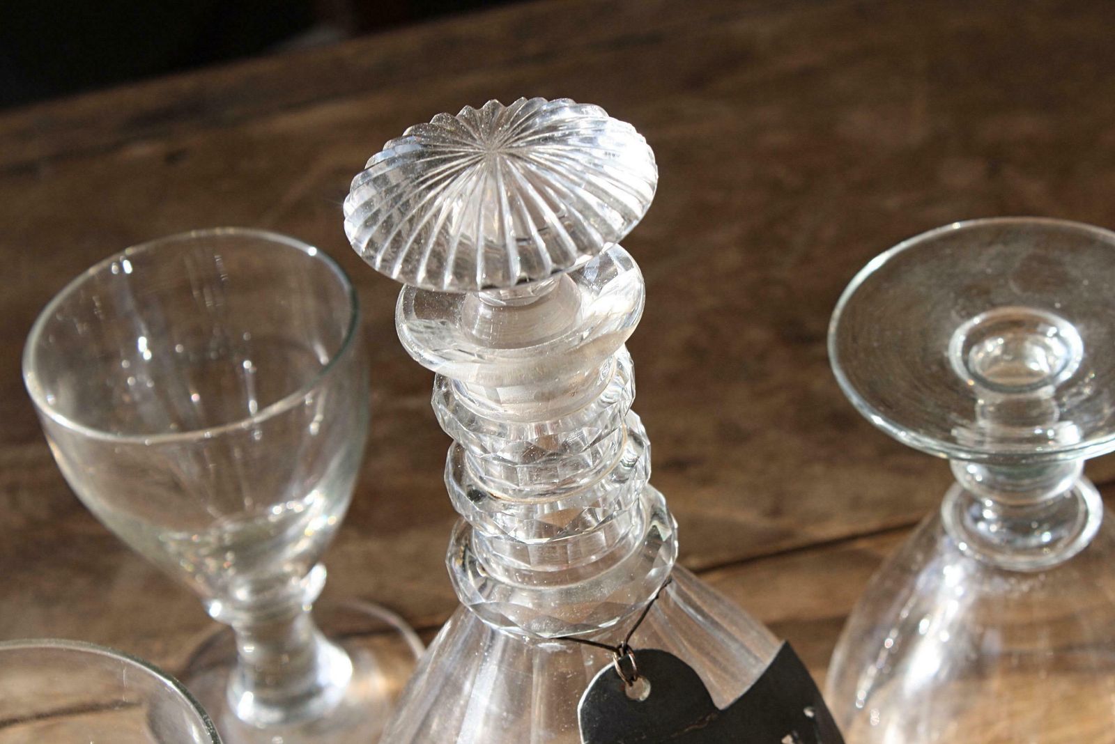 19th Century Collection Of Georgian Rummers & Labeled Cut Glass Decanters photo vintage