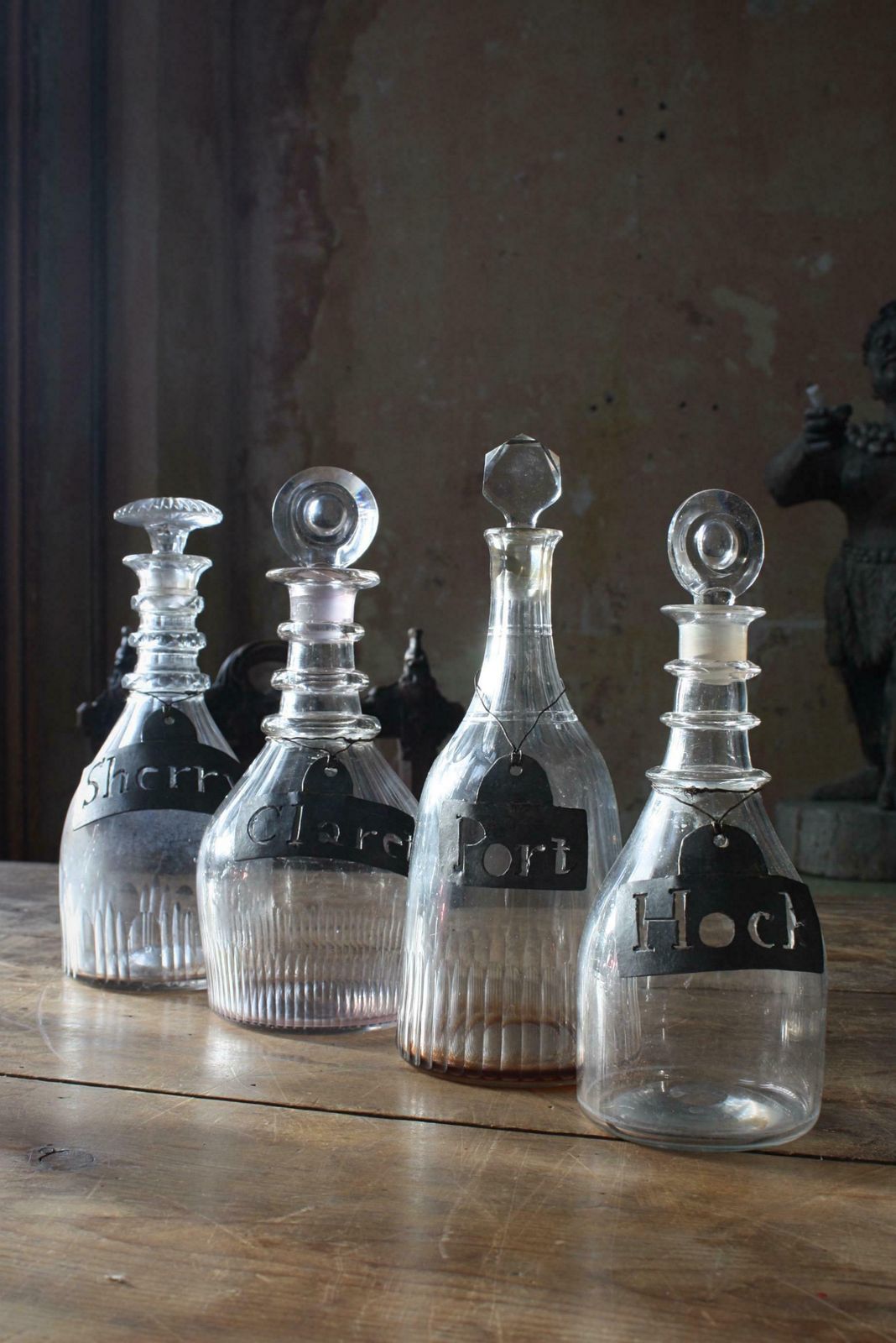 photo furniture 19th Century Collection Of Georgian Rummers & Labeled Cut Glass Decanters