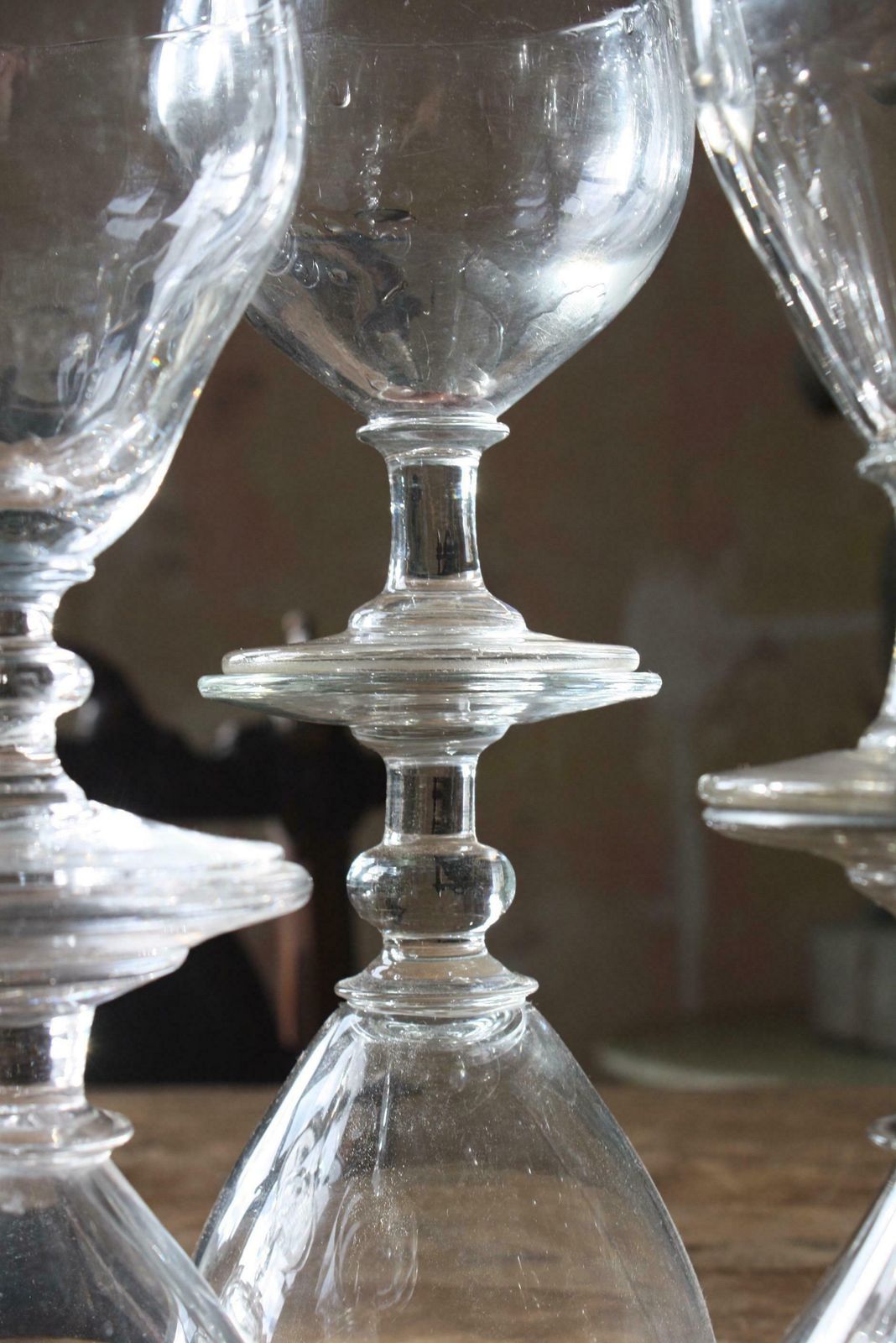 photo vintage 19th Century Collection Of Georgian Rummers & Labeled Cut Glass Decanters
