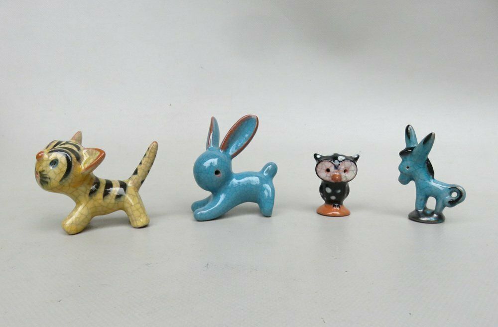 Animal Sculptures In Ceramics By Walter Bosse For Karlsruher Majolika, 1950s, Set Of 4
