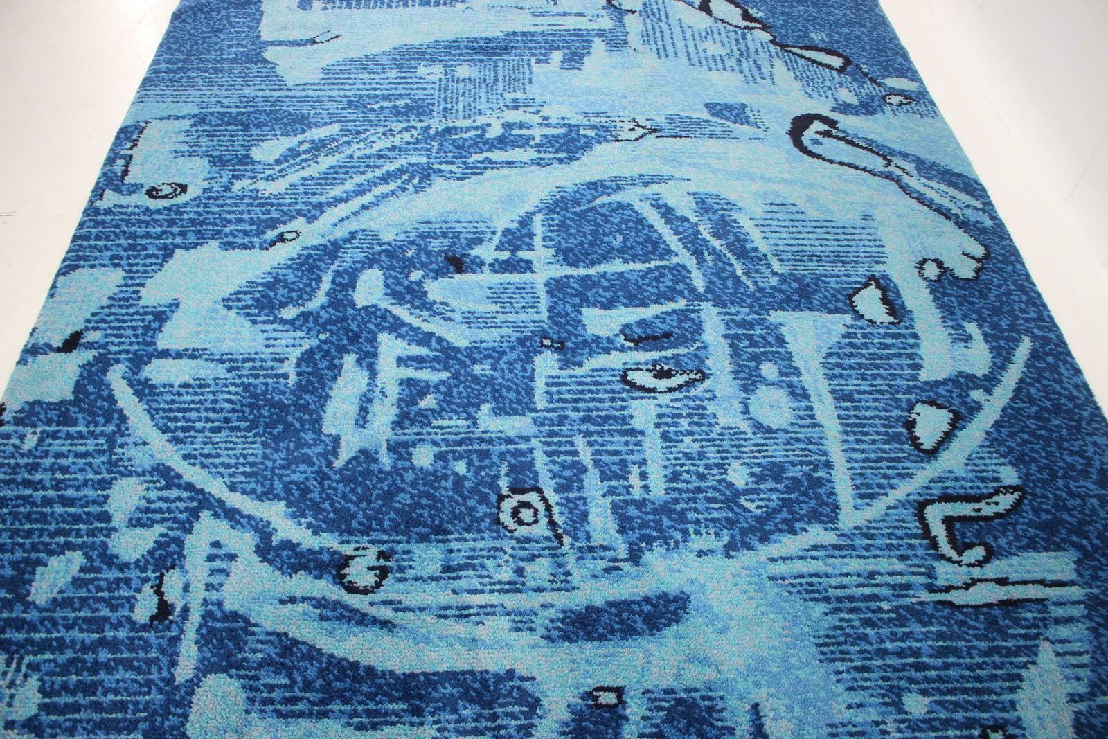 Beautiful Hand Made Art Abstract Design Wool Carpet In Style Of Kybal, 1960s photo vintage