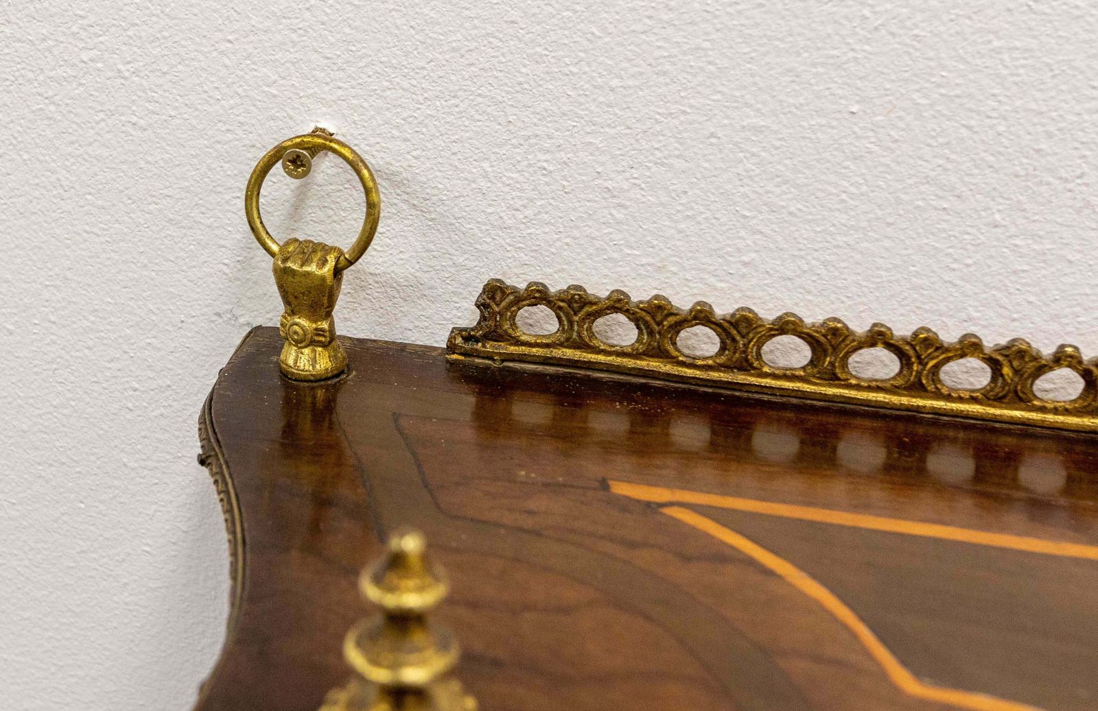 Wall Wood Shelves Napoleon III With Brass Gallery & Marquetry, Late 19th Century photo vinterior