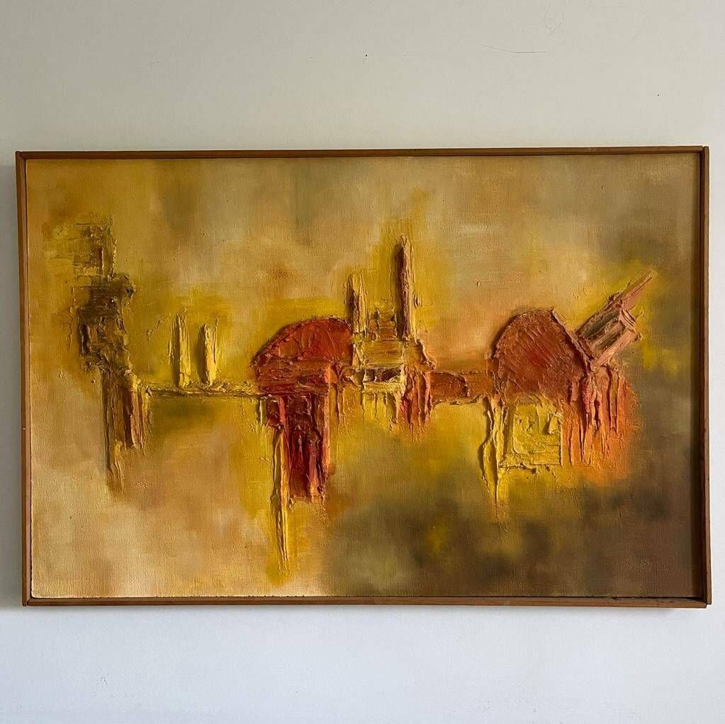 Original 70s Oil Painting/ Relief By John Jackson photo 375.0