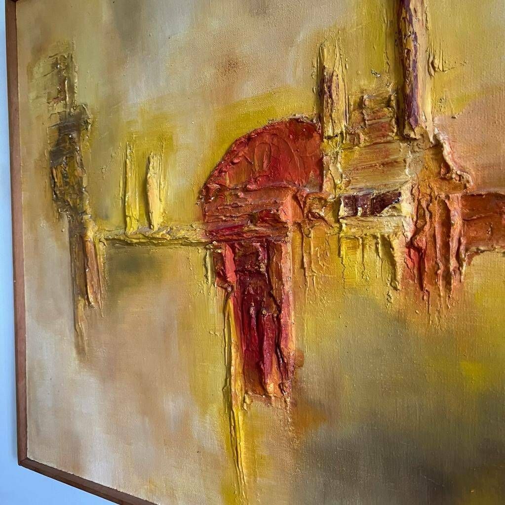 Original 70s Oil Painting/ Relief By John Jackson photo vintage