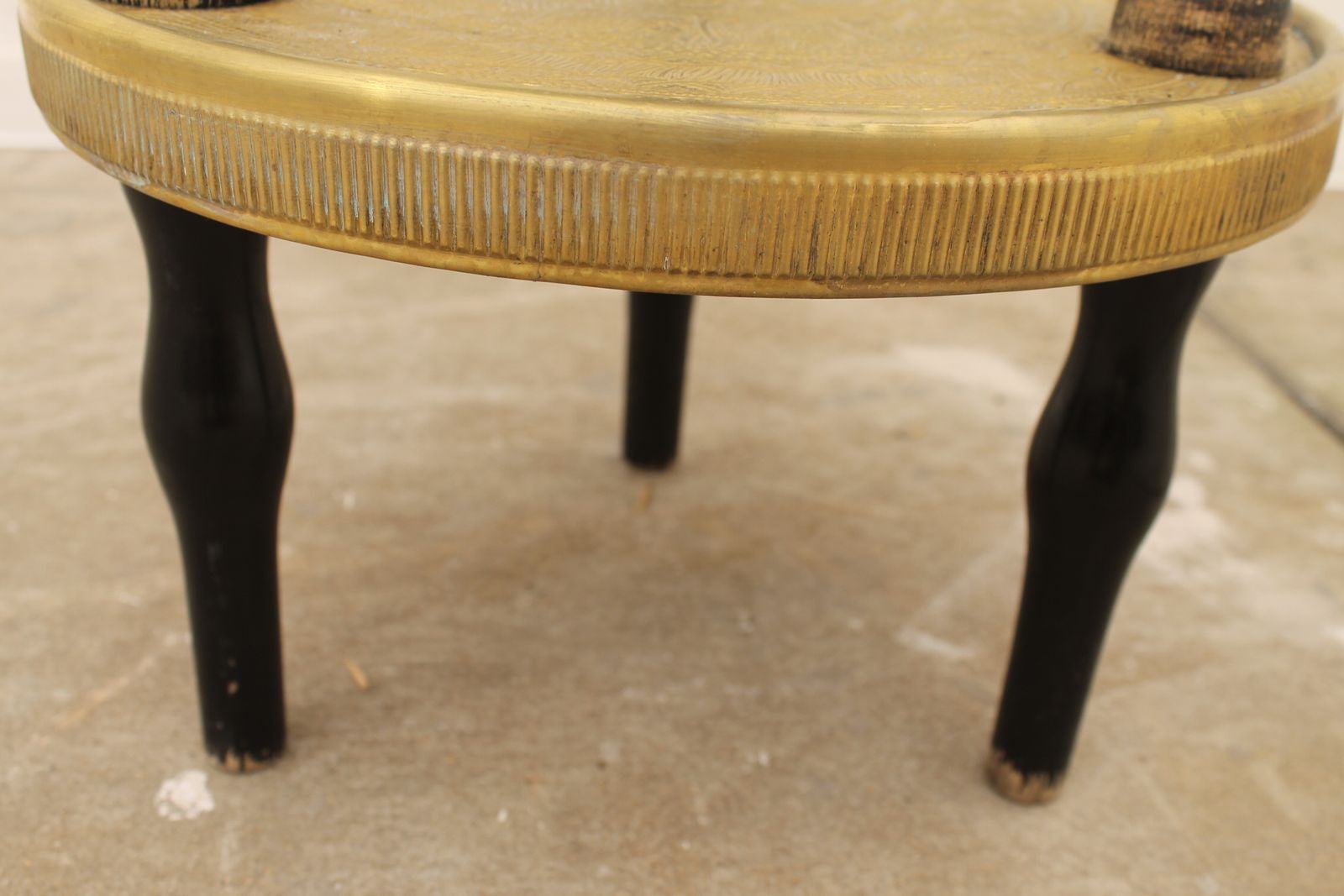 photo vinterior Art Deco Wood And Brass Round Side Table, Bohemia, 1930s