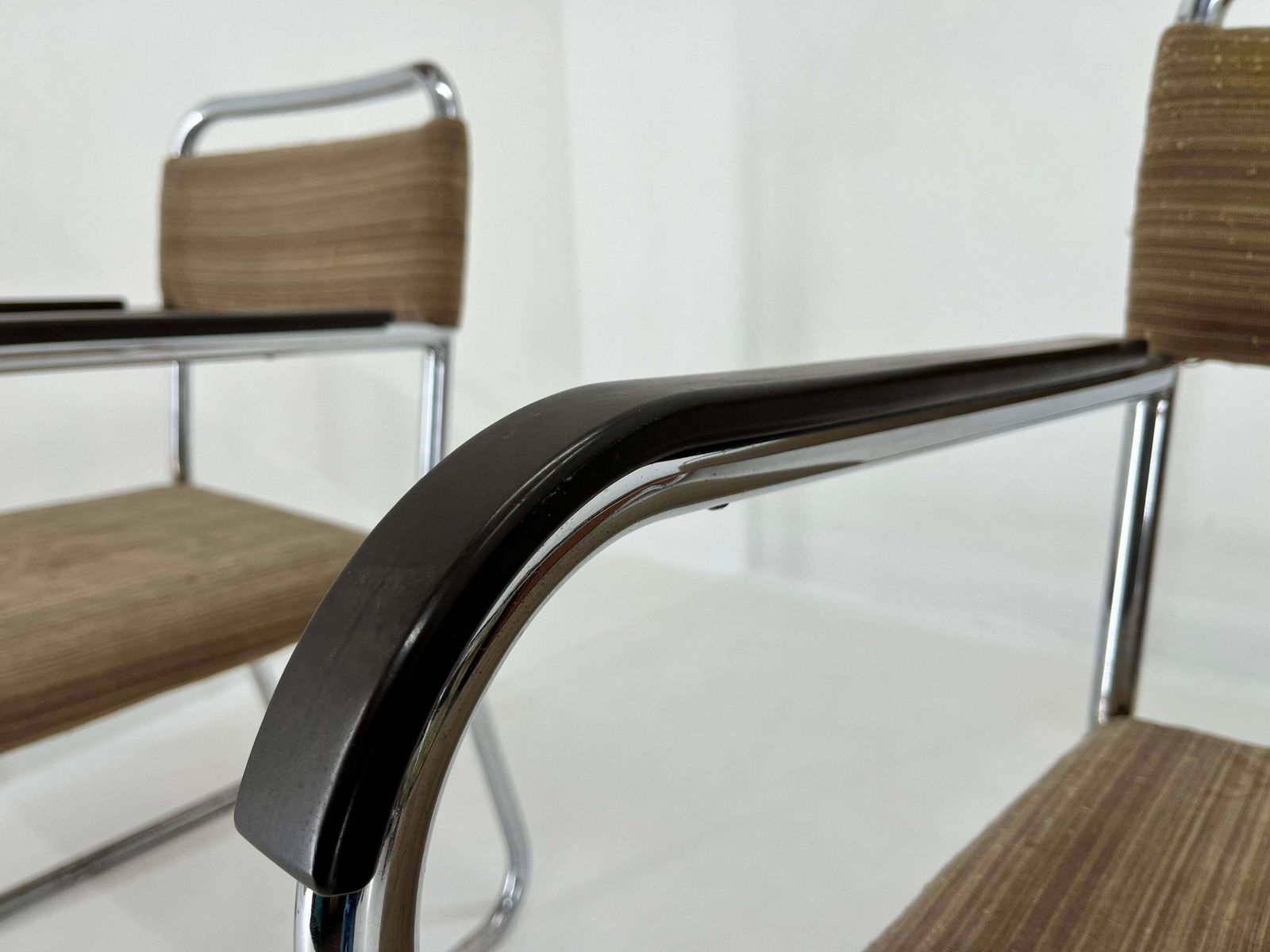 Pair Of Bauhaus Tubular Steel Chrome Armchairs   1930s photo for sale