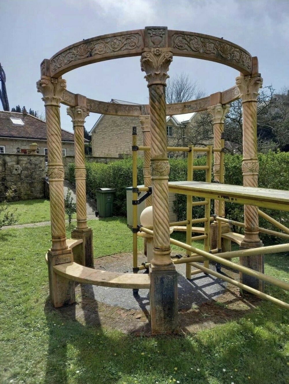 A Wonderful Natural Pink Marble Gazebo With Seats photo for sale